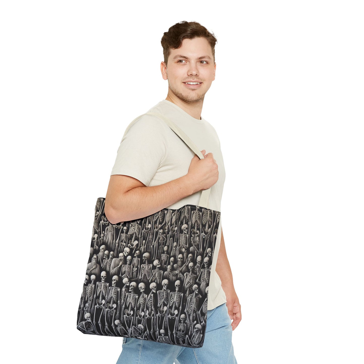 Gothic Skeleton Tote Bag | Spooky Shopping Bag | Halloween Accessory | Unique Gift for Dark Aesthetic Lovers
