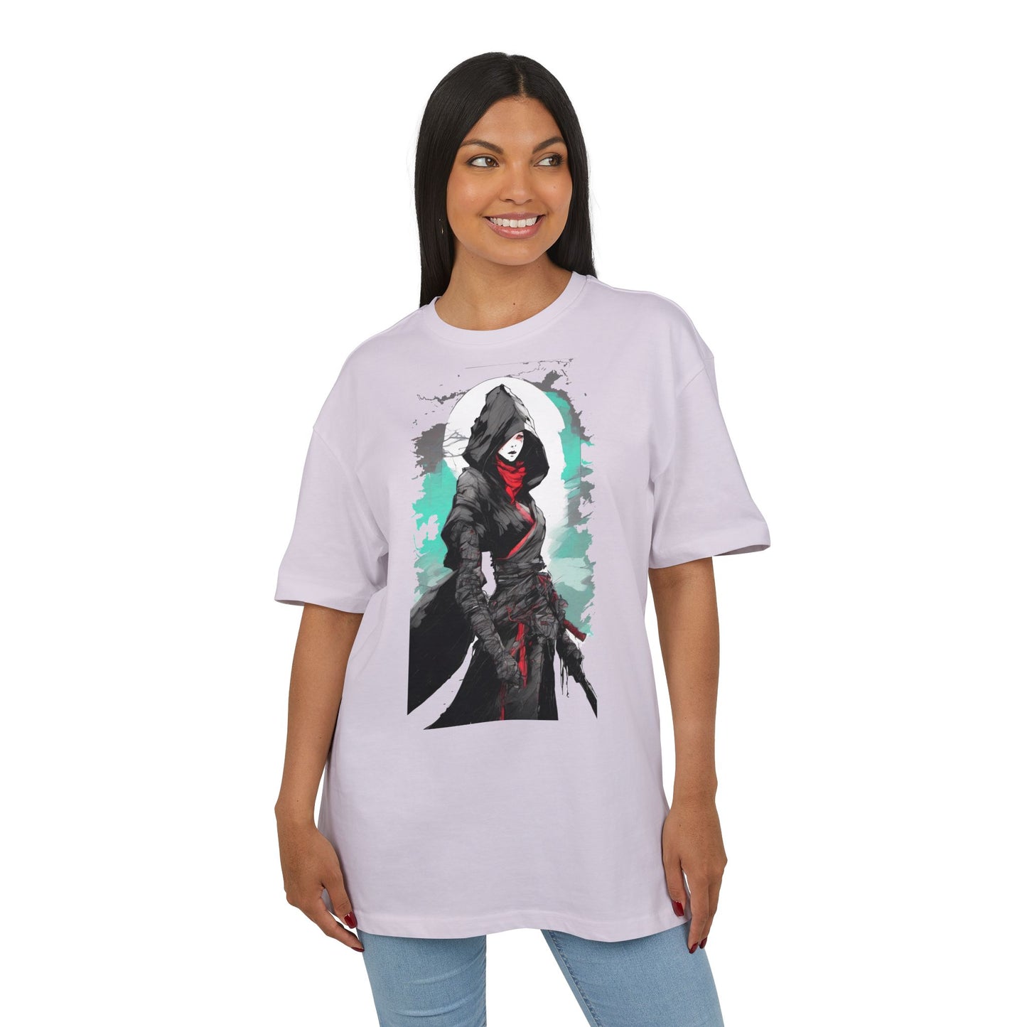Hooded Warrior Oversize Tee | Unisex Graphic Shirt | Comfortable Casual Wear | Perfect for Comic Con, Gift for Gamers, Streetwear Fashion