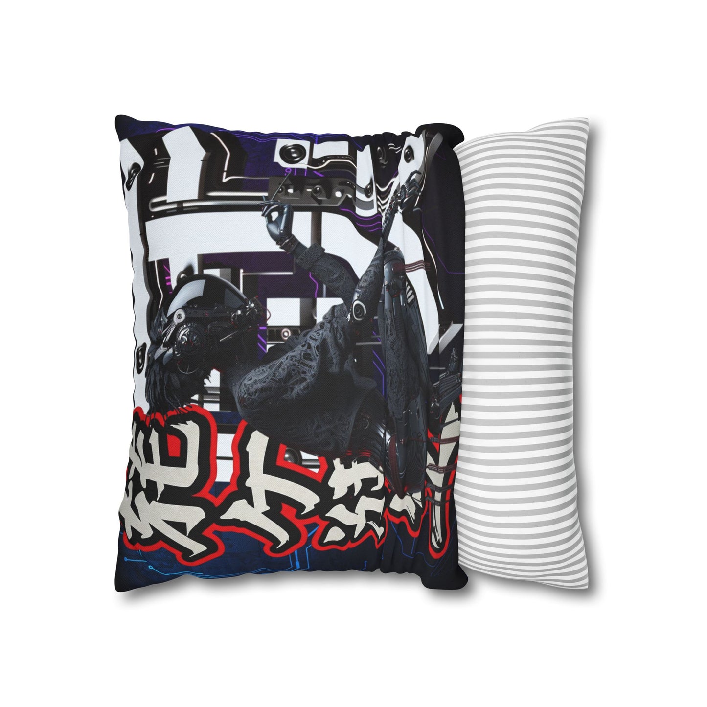 Futuristic Robot Art Square Pillowcase - Unique Home Decor for Tech Lovers