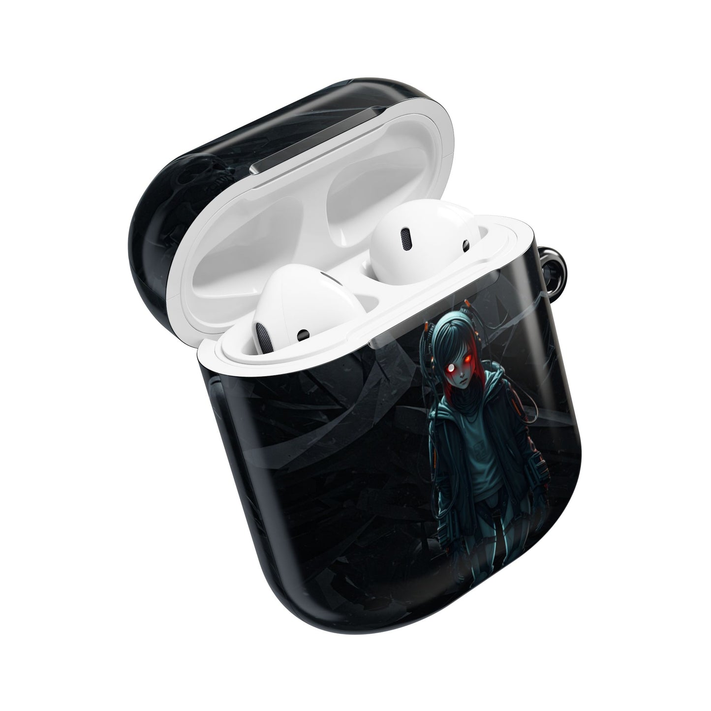 Edgy AirPod Case for Teens, Stylish Headphone Cover, Trendy Tech Accessory, Perfect for Gift Giving, Black Minimalist Design