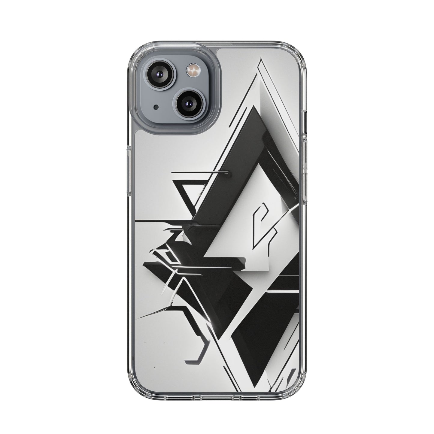 Clear Phone Case with Abstract Edgy Design Print