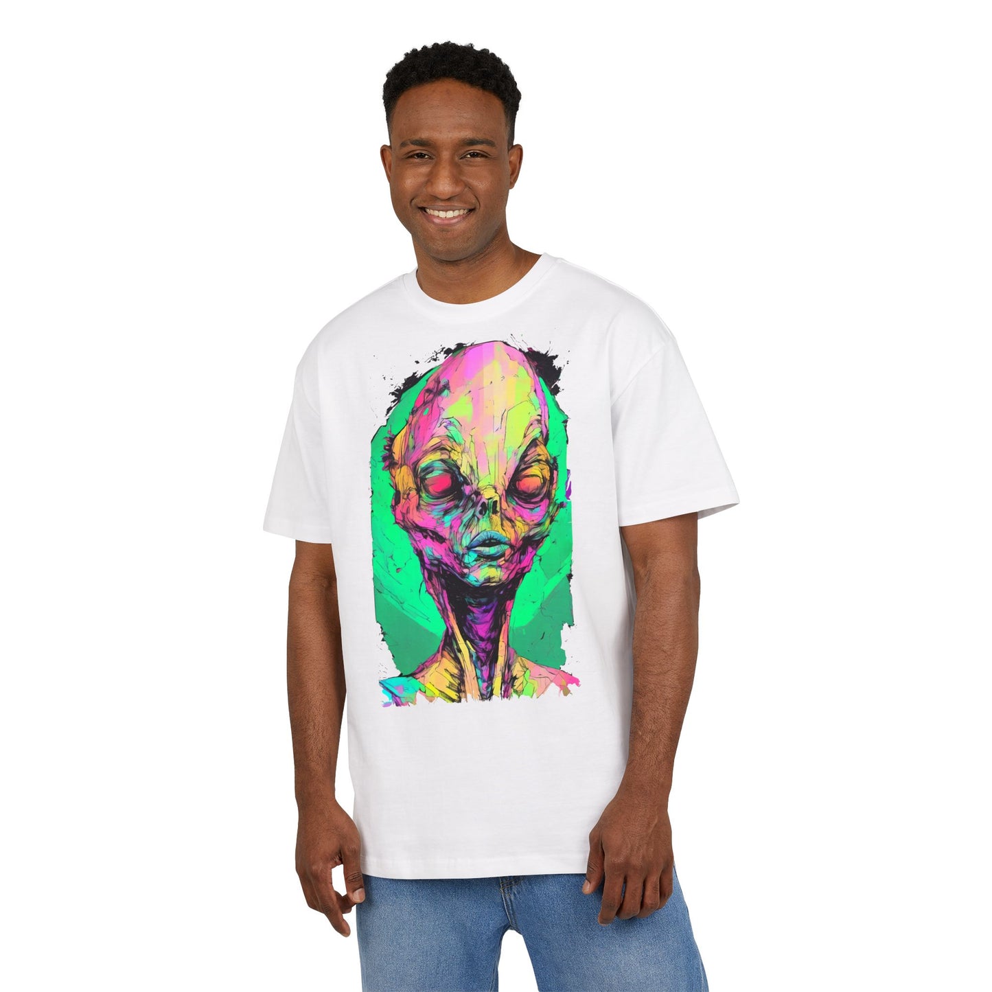 Alien Art Oversize Tee, Graphic Tee, Unisex T-Shirt, Casual Wear, Unique Gift for Sci-Fi Lovers