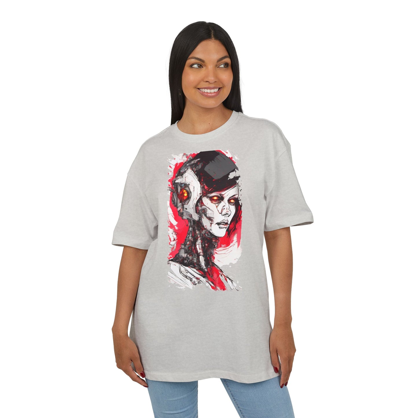 Cyberpunk-Inspired Unisex Heavy Oversize Tee | Graphic Tee, Streetwear, Gift for Gamers, Unique Fashion, Modern Art Apparel