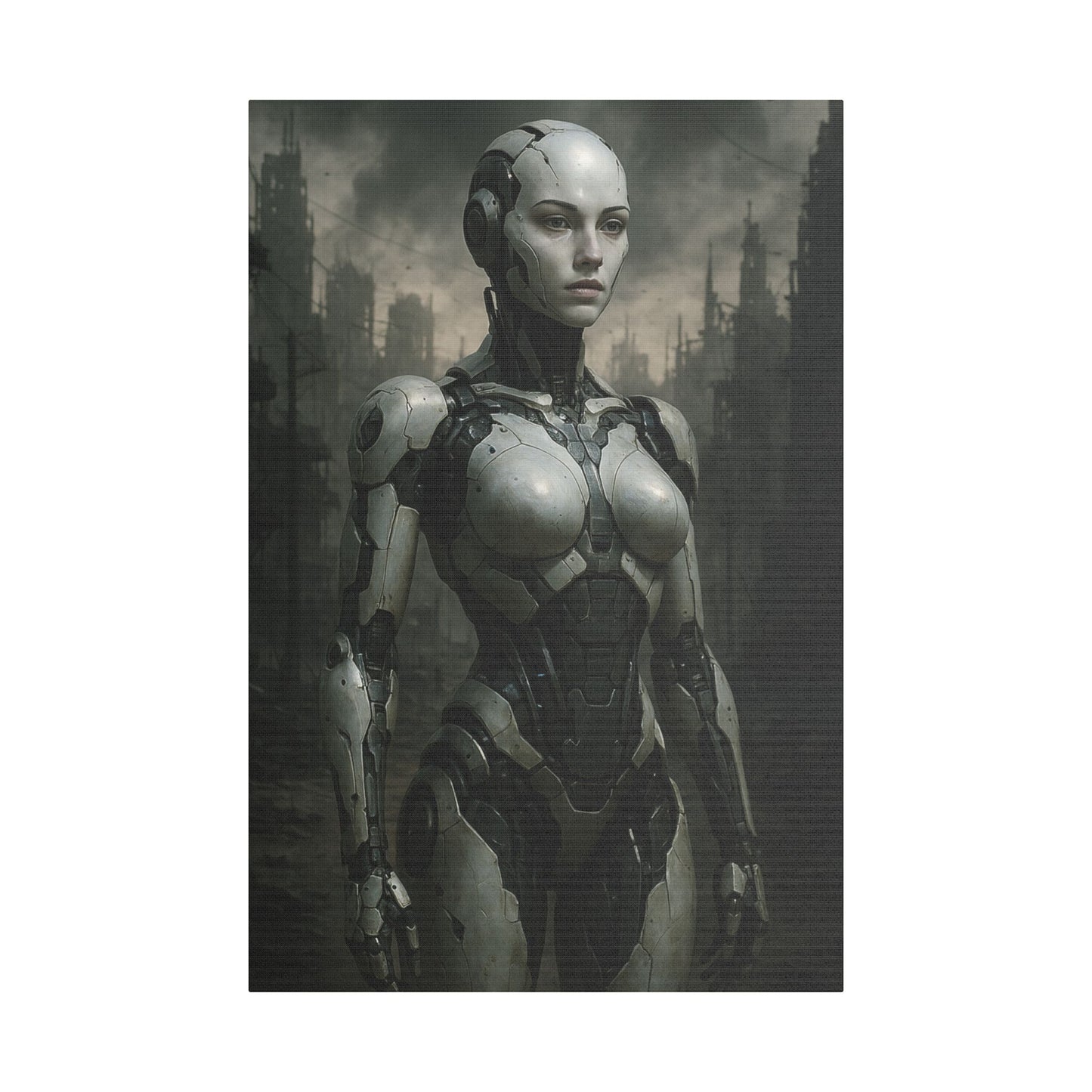 Futuristic Robot Art Canvas Print, Sci-Fi Home Decor, Modern Wall Art, Tech-Inspired Artwork, Gift for Tech Lovers
