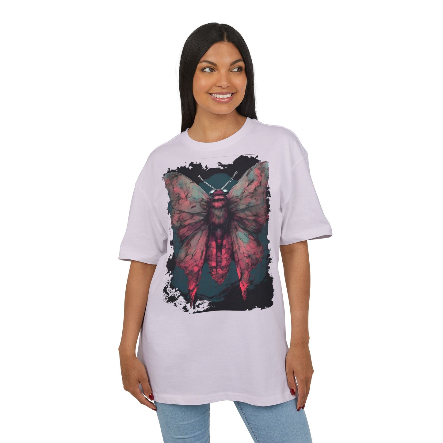 Aesthetic Moth Graphic Oversize Tee, Casual Style Shirt, Unique Gift, Eco-Print Tee, Art Lover Fashion, Nature-Inspired Top