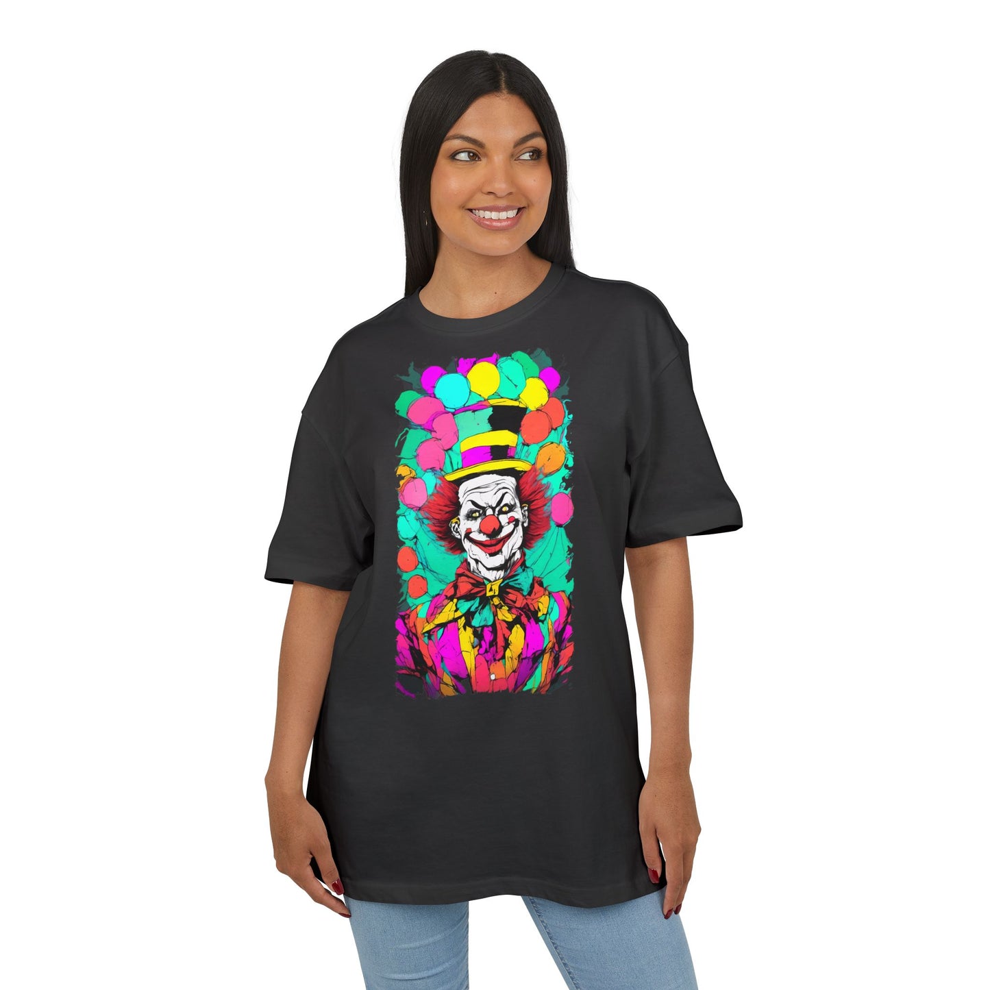 Colorful Clown Graphic Unisex Oversize Tee | Fun Wear, Festival Outfit, Circus Theme, Unique Gift, Statement Shirt