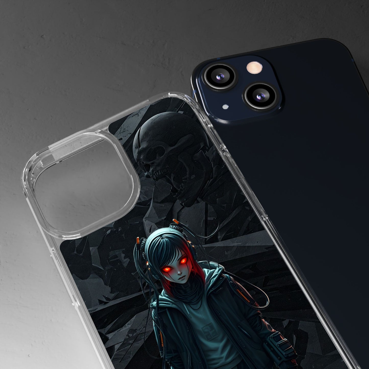Futuristic Clear Phone Case with Cyberpunk Design - Edgy and Stylish