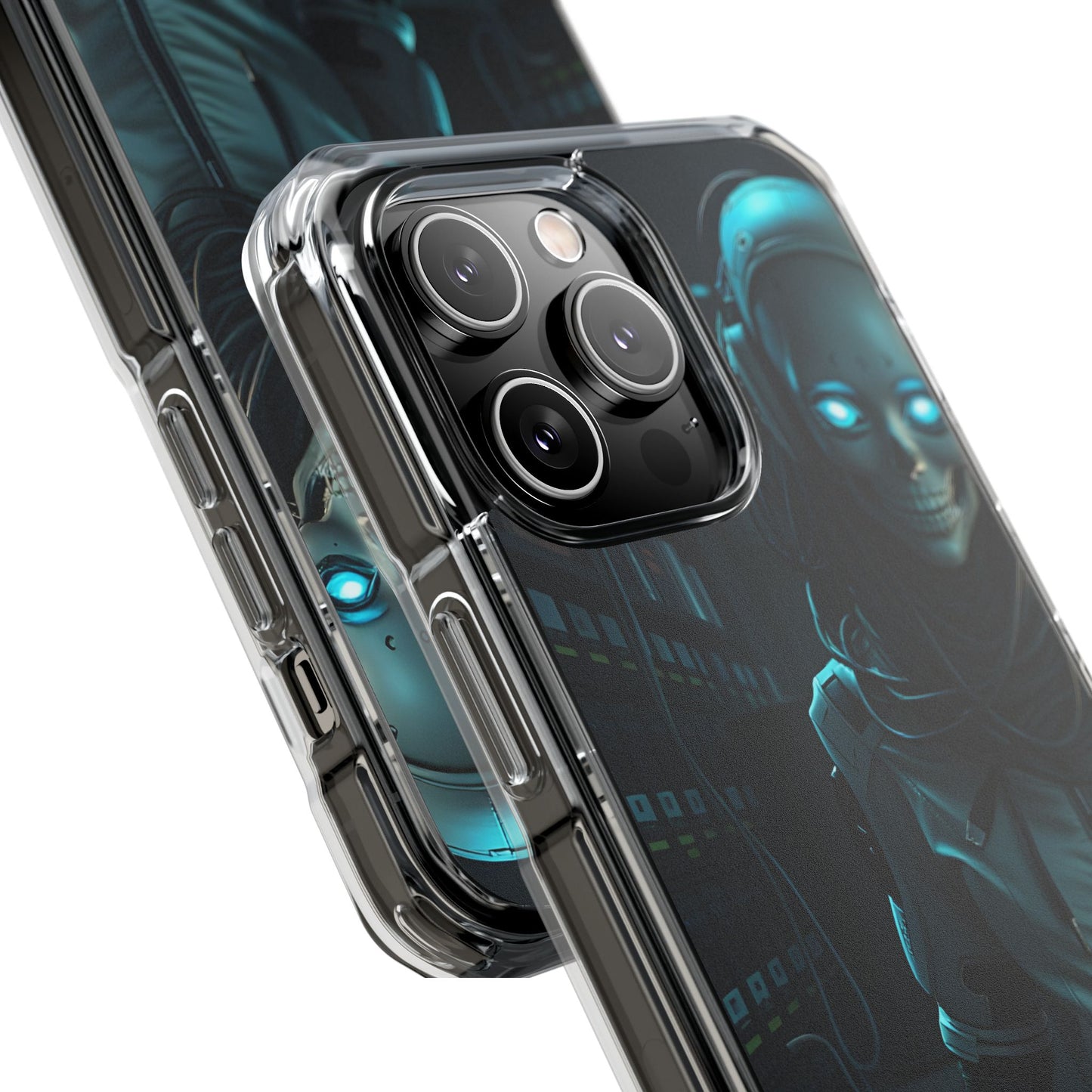 Futuristic Robot Phone Case, Magnetic Clear Impact Case, Unique Gift for Tech Lovers, Protective Smartphone Accessory, Cyberpunk Style
