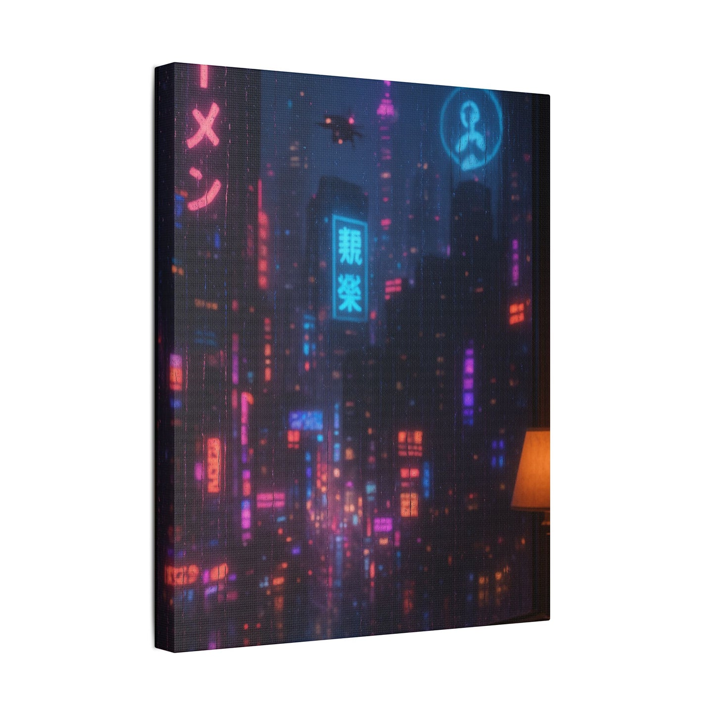 Urban Neon Art Canvas, Modern Wall Decor, Cyberpunk Artwork, Home Office Decoration, Gallery Style Print