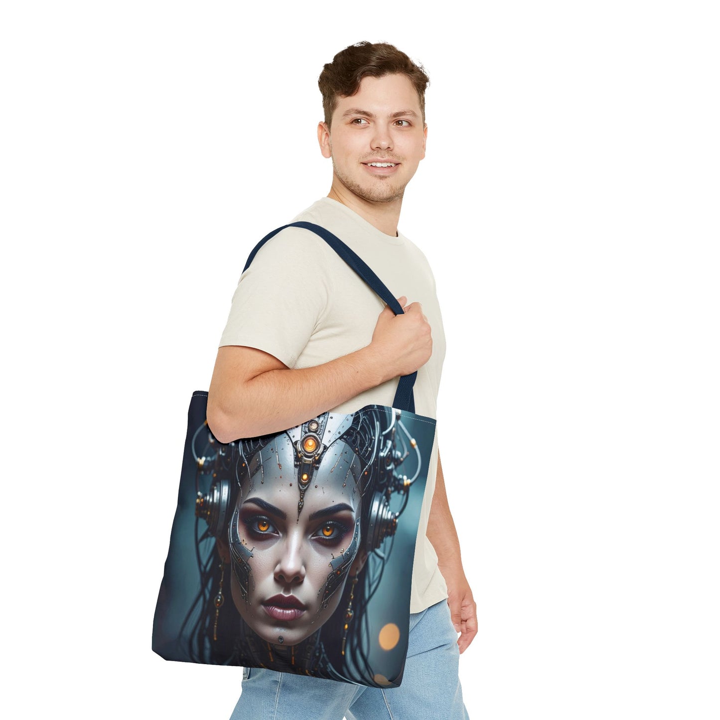 Futuristic Art Tote Bag, Cyberpunk Purse, Unique Shopping Bag, Sci-Fi Style Handbag, Statement Accessory for Geeks