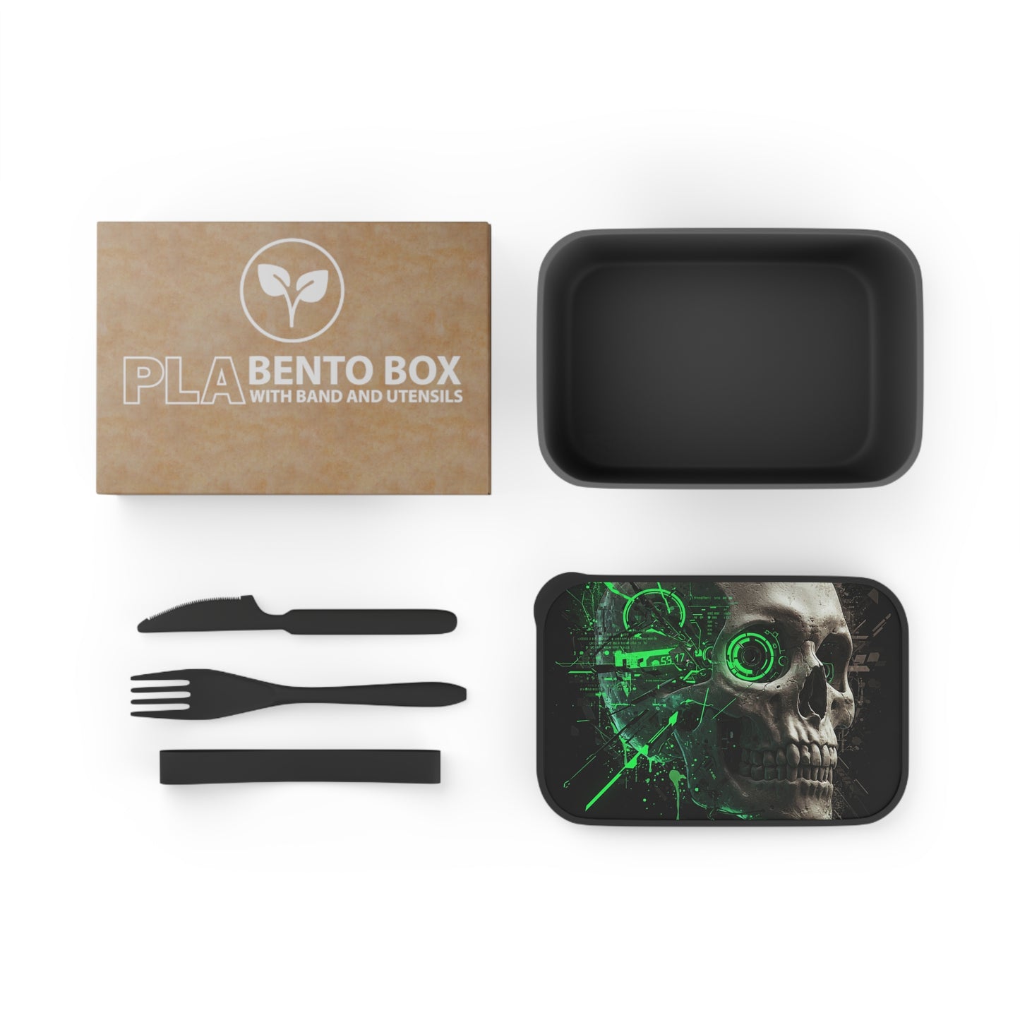 Edgy Skull Bento Box with Utensils | Goth Lunch Container, Eco-Friendly Meal Prep, Halloween Gift, Dark Aesthetic Kitchenware