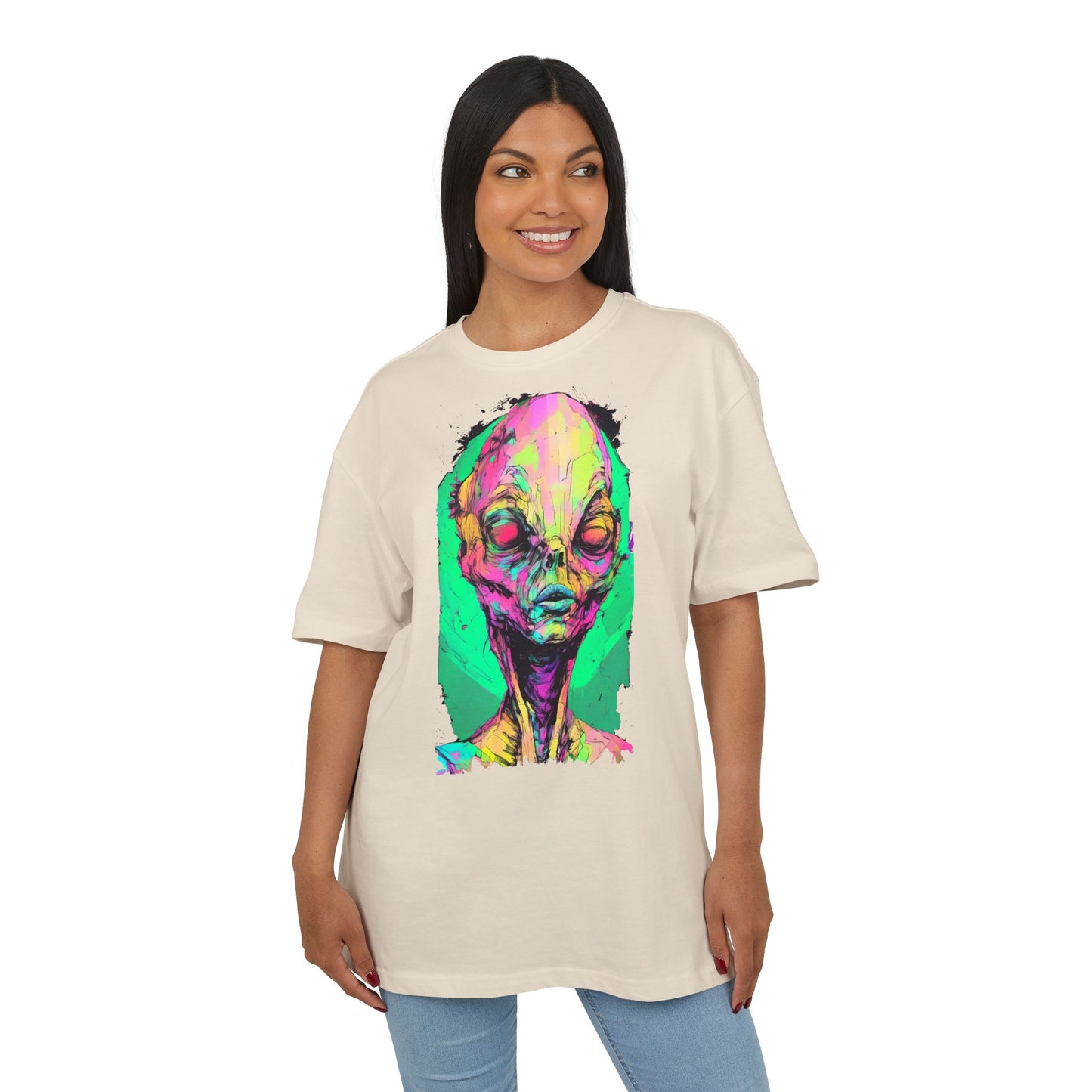 Alien Art Oversize Tee, Graphic Tee, Unisex T-Shirt, Casual Wear, Unique Gift for Sci-Fi Lovers