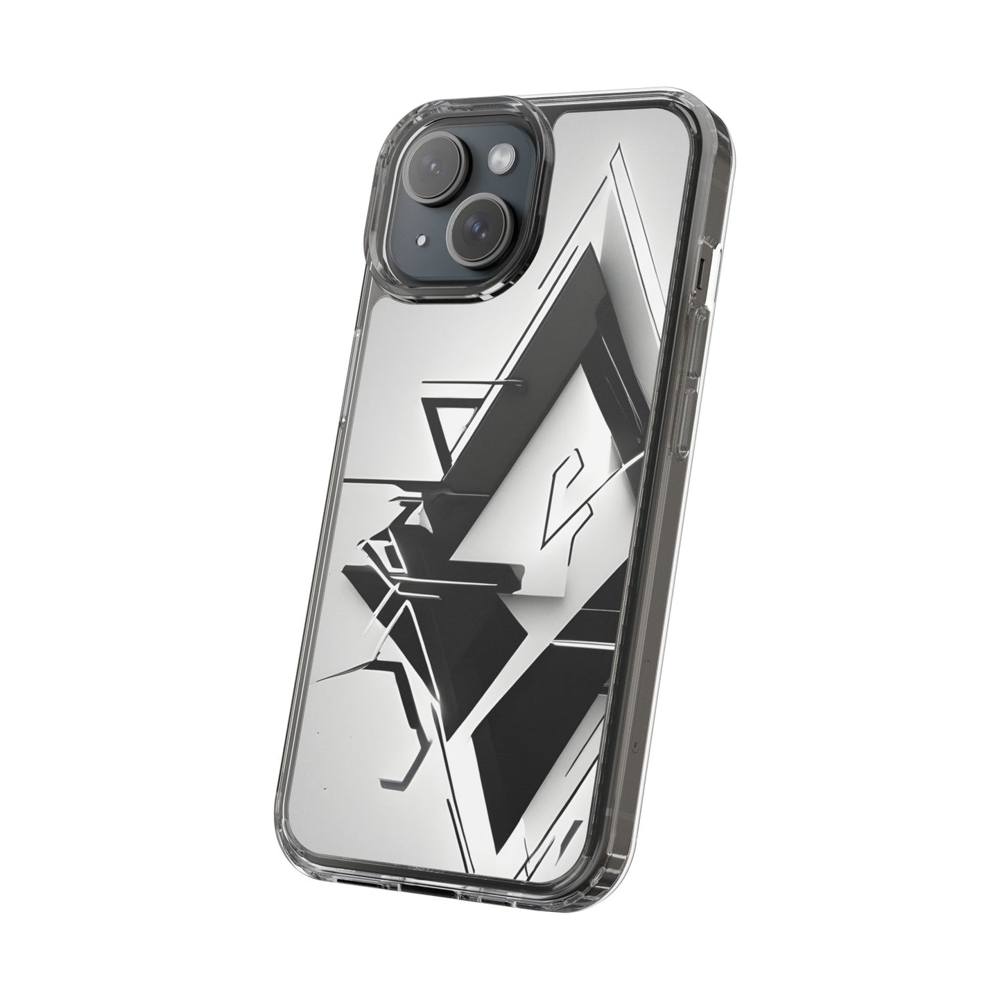 Clear Phone Case with Abstract Edgy Design Print