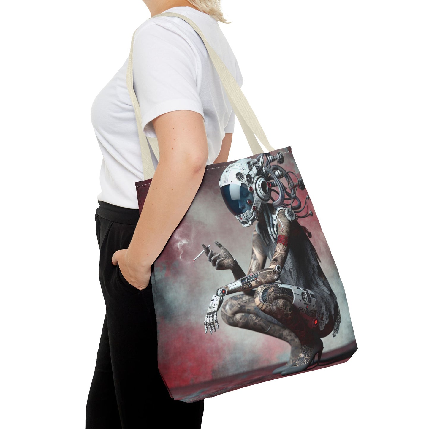 Futuristic Cyborg Tote Bag | Eco-Friendly Carryall for Sci-Fi Lovers, Gift for Tech Enthusiasts, Stylish Everyday Use