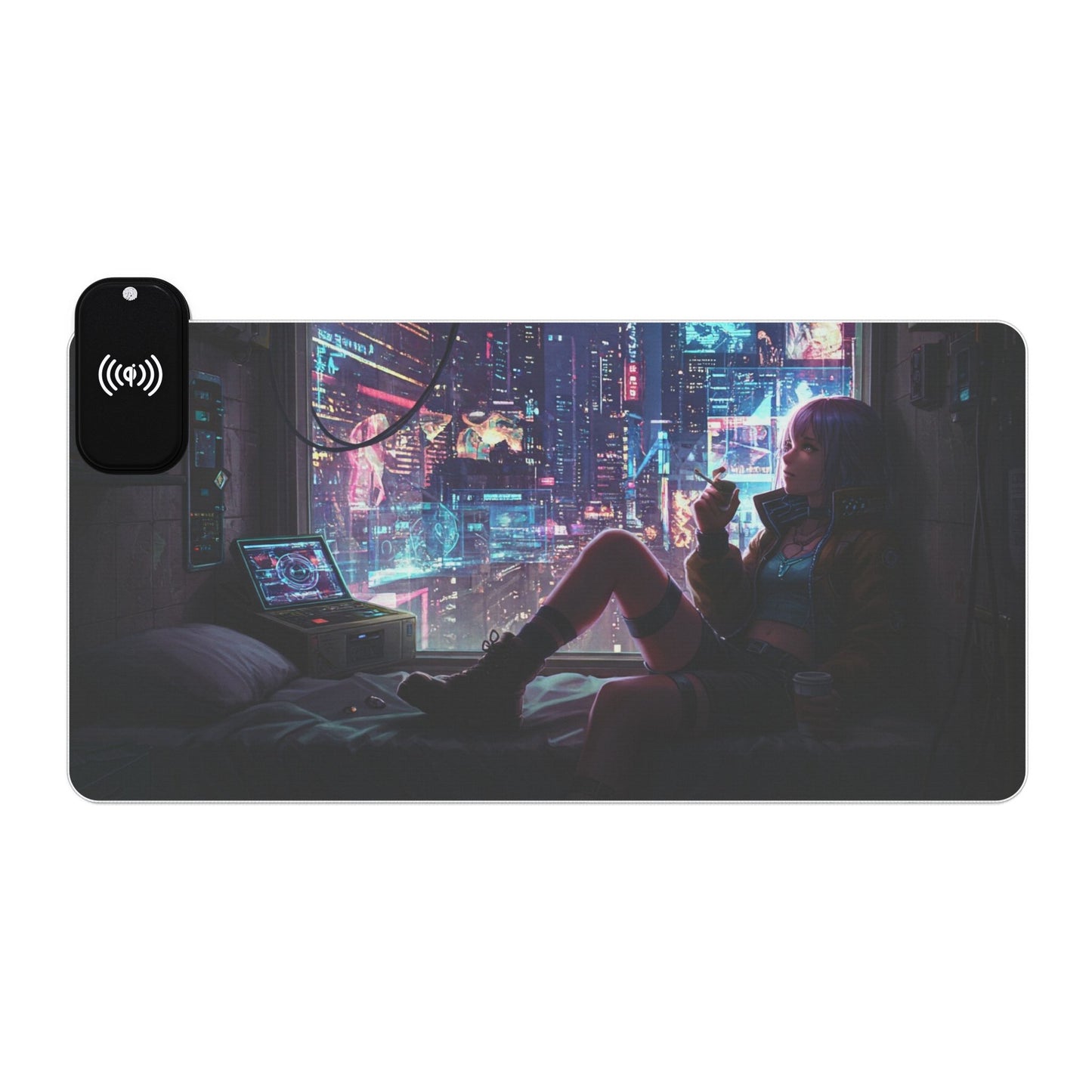 LED Gaming Mouse Pad with Wireless Charging - Futuristic Gamer Desk Accessory, RGB Desk Mat, Gaming Setup Decor, Perfect for Gifts