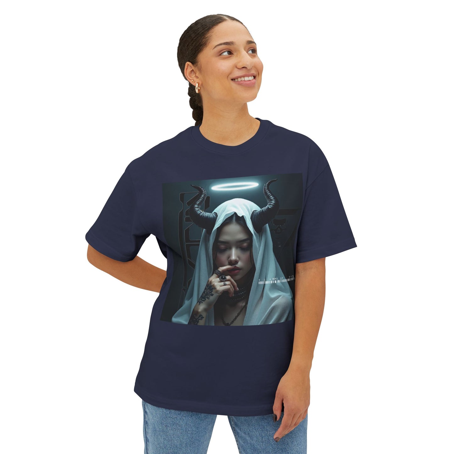 Gothic Inspired Oversized Tee - Perfect for Halloween, Music Festivals, Casual Wear, Alternative Fashion, Unique Gift Ideas