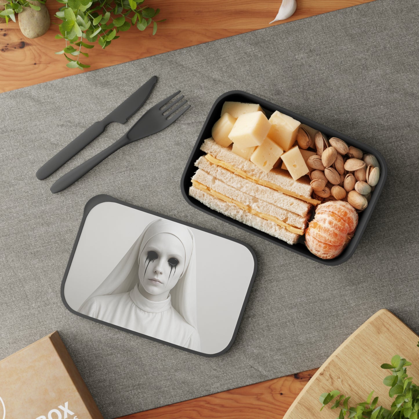 Gothic Bento Box, Unique Lunch Container, Artful Meal Prep, Dark Themed Food Storage, Quirky Gift for Monochrome Lovers
