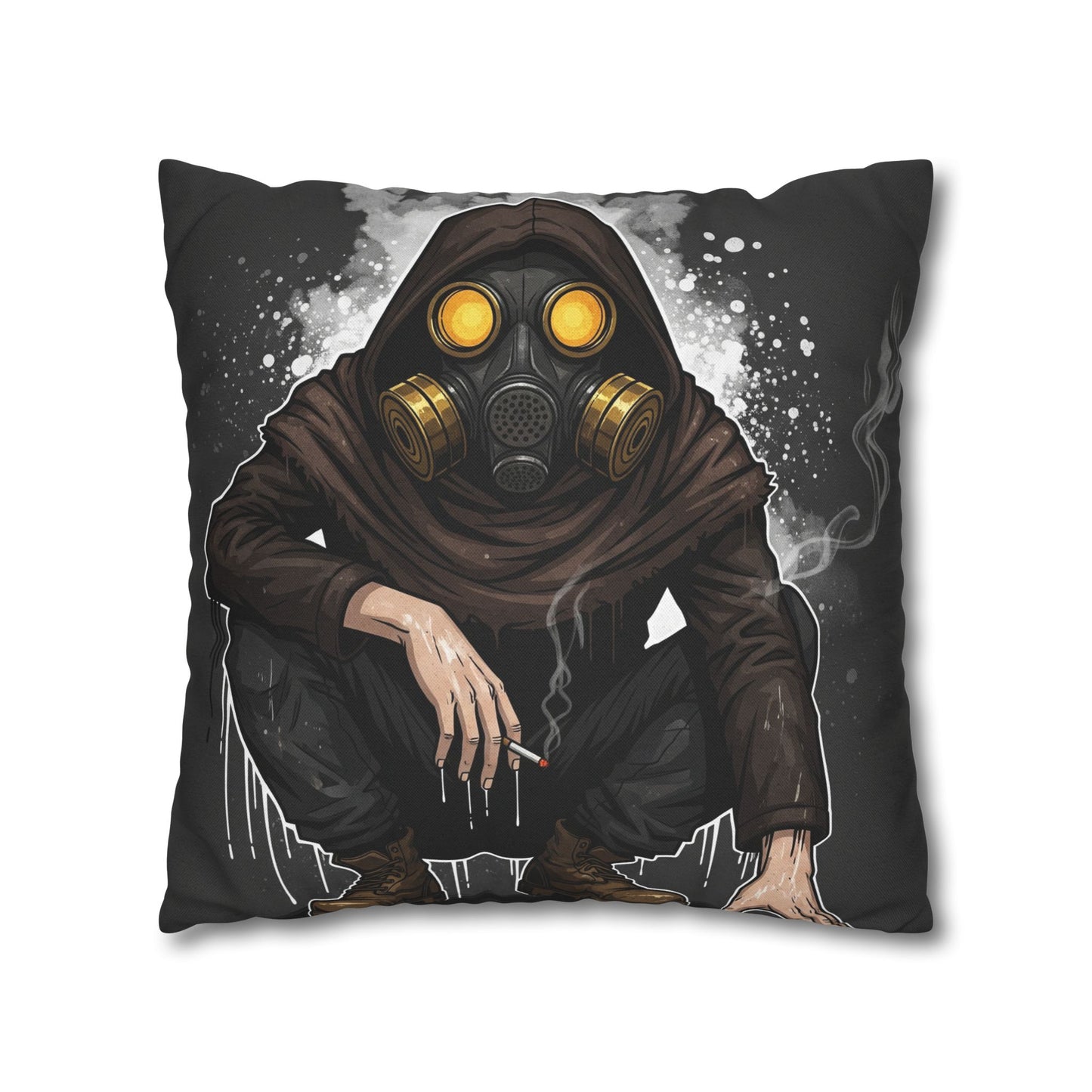 Gothic Gas Mask Pillowcase - Unique Home Decor, Edgy Throw Pillow, Gifts for Sci-Fi Fans, Alternative Room Style, Men’s Bedroom Decor