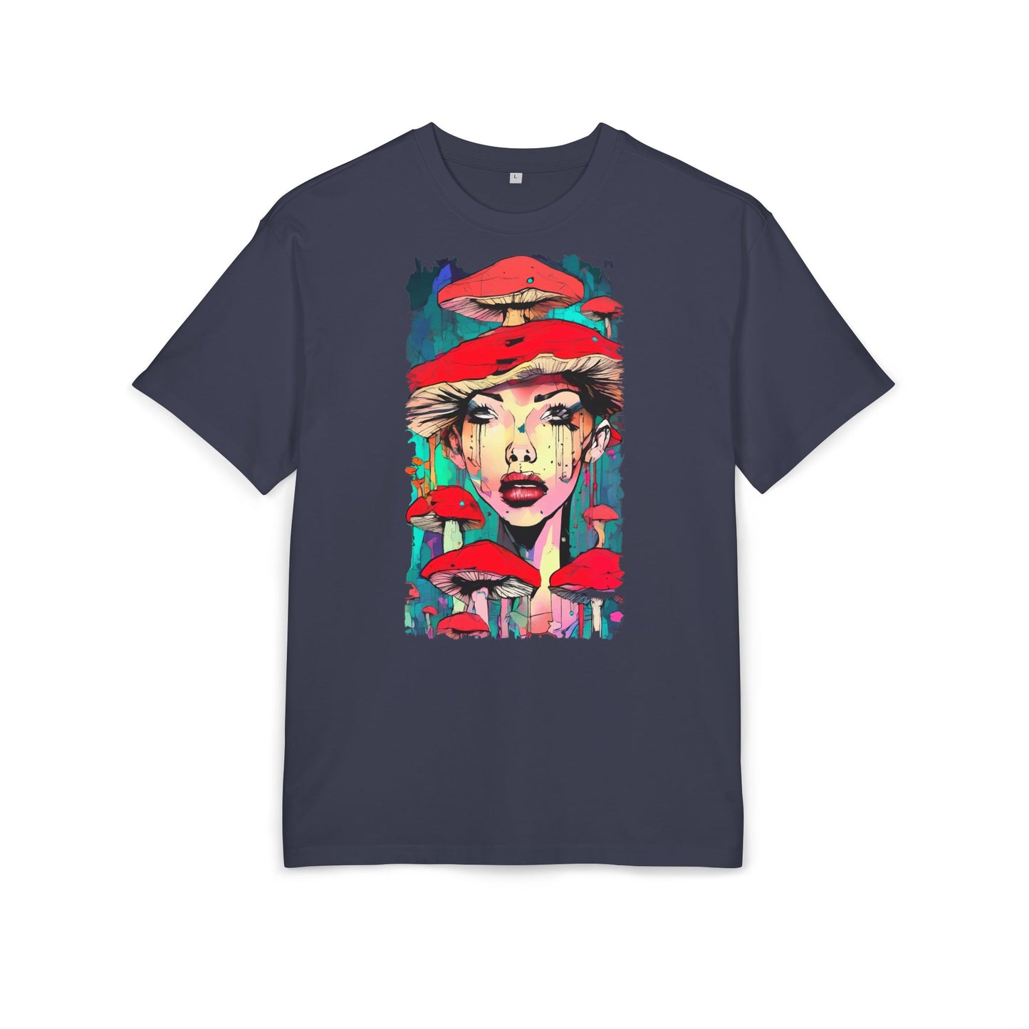 Colorful Art Tee, Unisex Heavy Oversize Tee with Mushroom Design, Casual Wear, Graphic Shirt, Gift for Art Lovers, Streetwear Style