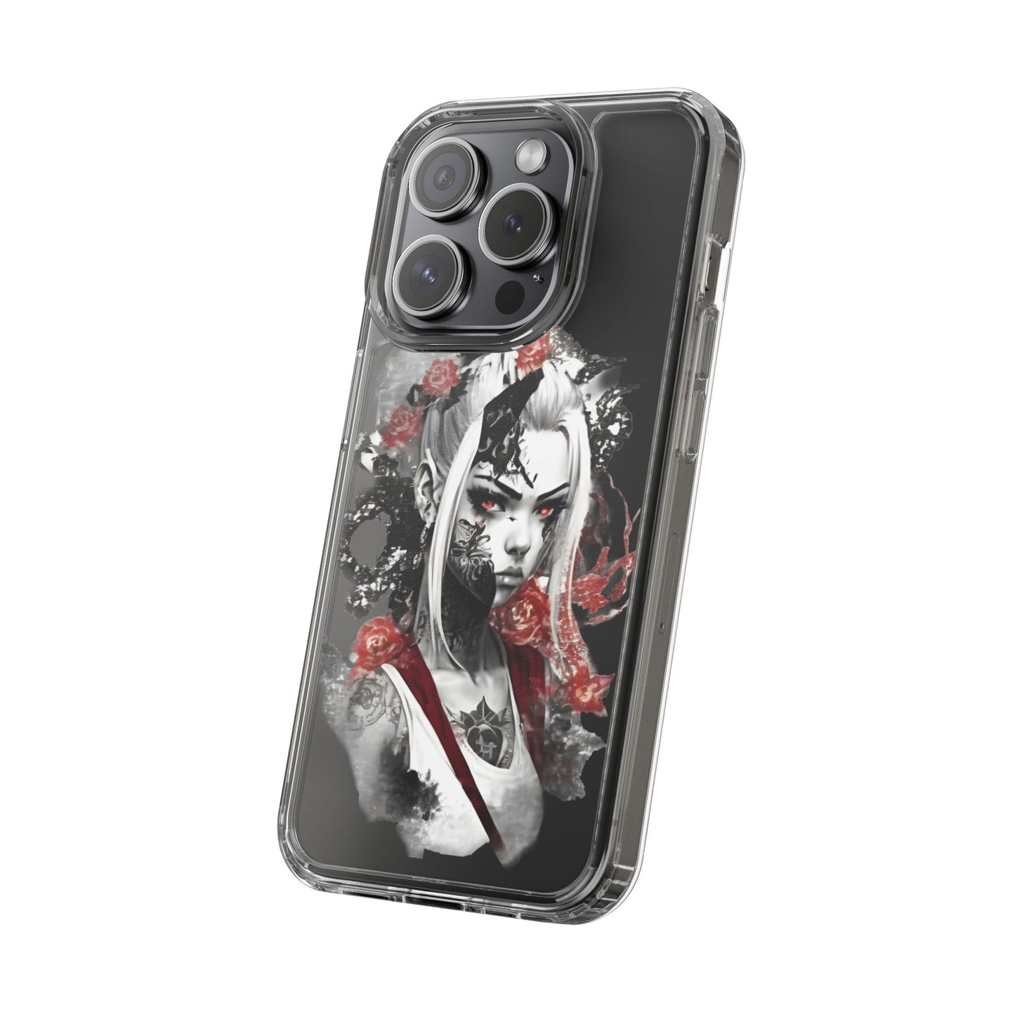 Artistic Clear Phone Case with Floral Design