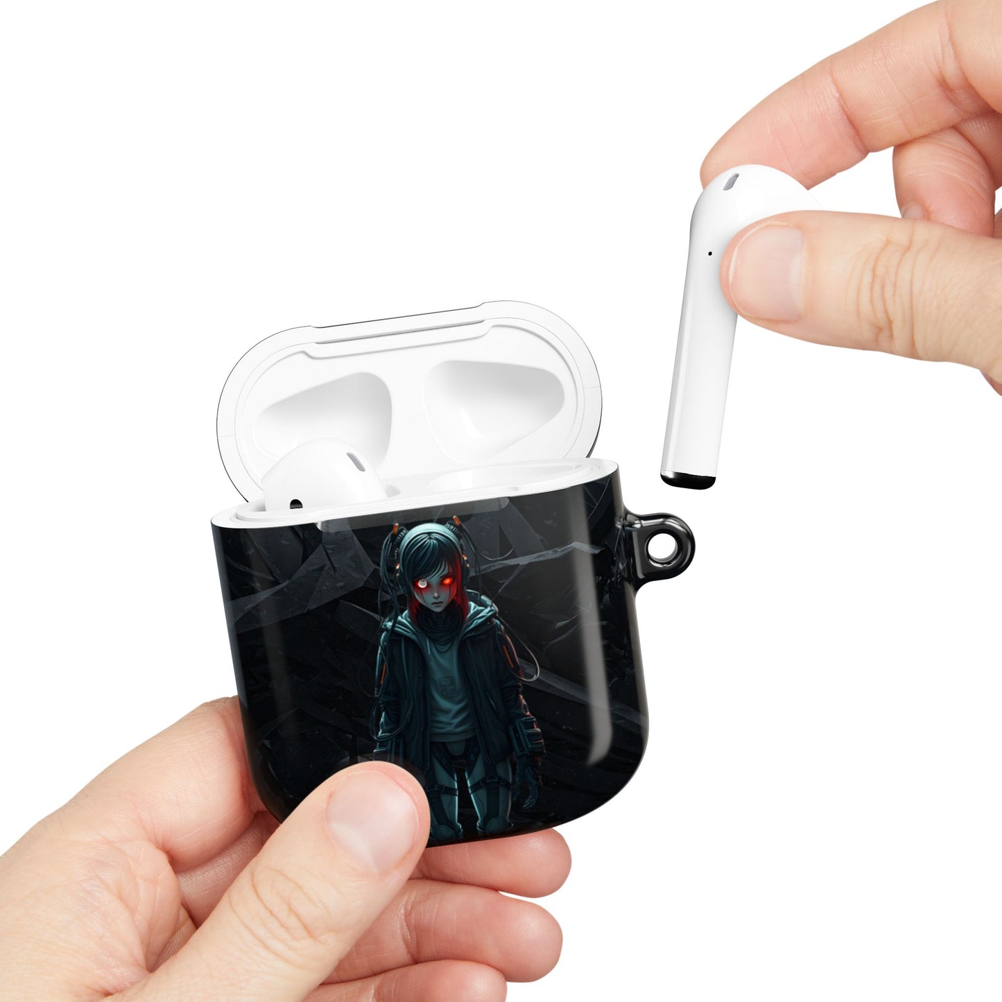 Edgy AirPod Case for Teens, Stylish Headphone Cover, Trendy Tech Accessory, Perfect for Gift Giving, Black Minimalist Design