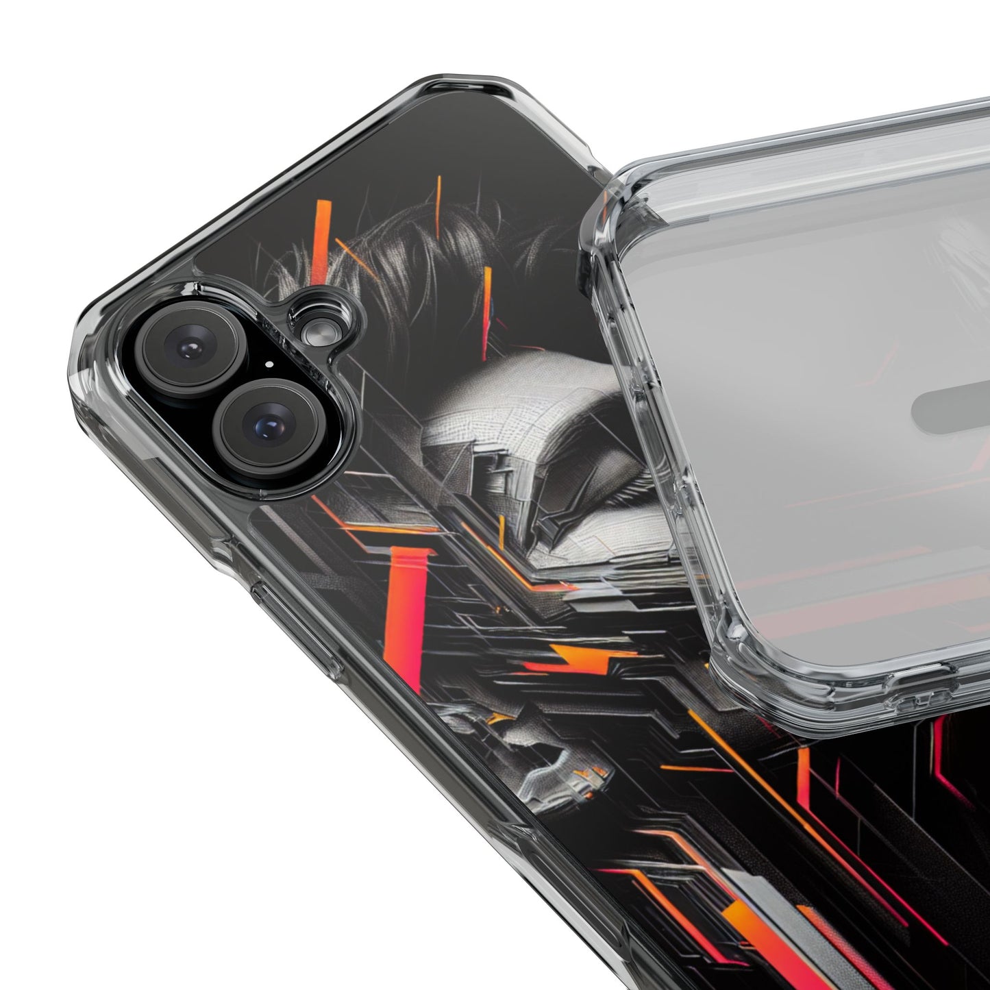 Magnetic Clear Impact Cases with Abstract Graphic, Stylish Phone Protection, Modern Gift for Tech Lovers, Unique Case