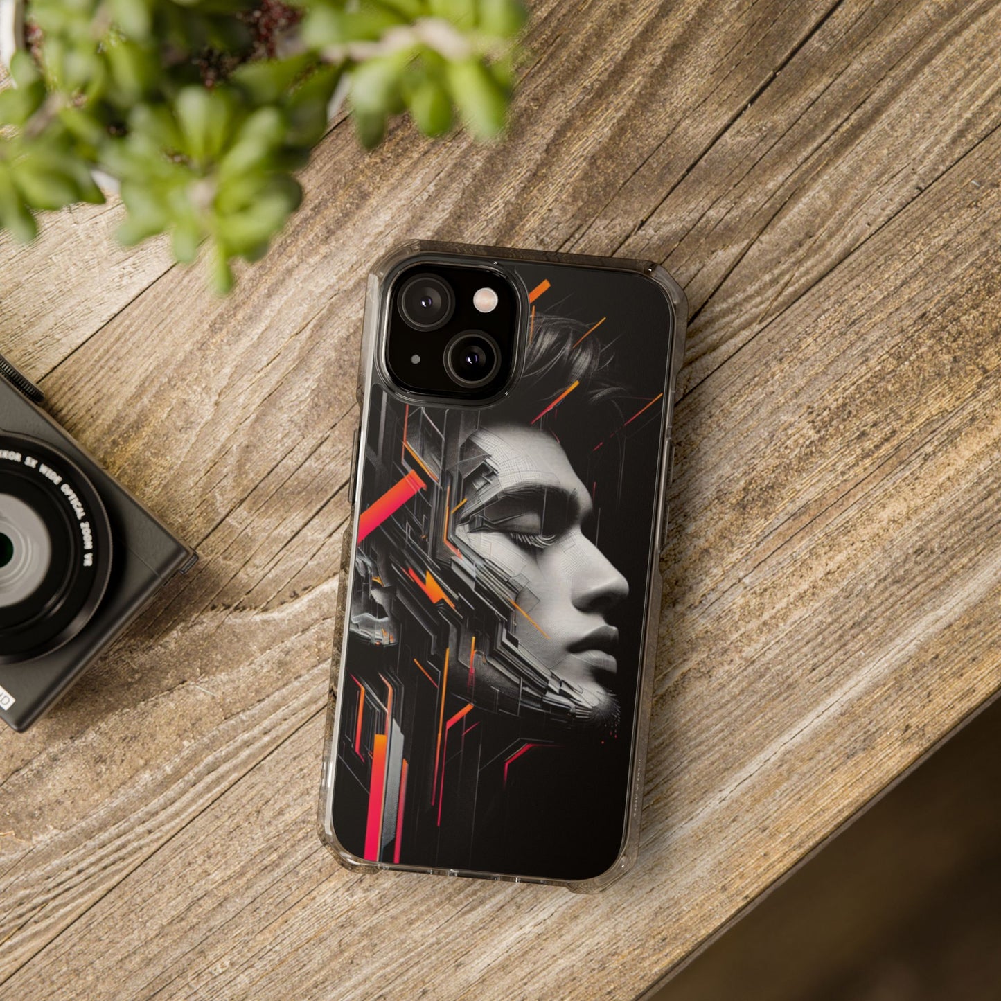 Magnetic Clear Impact Cases with Abstract Graphic, Stylish Phone Protection, Modern Gift for Tech Lovers, Unique Case