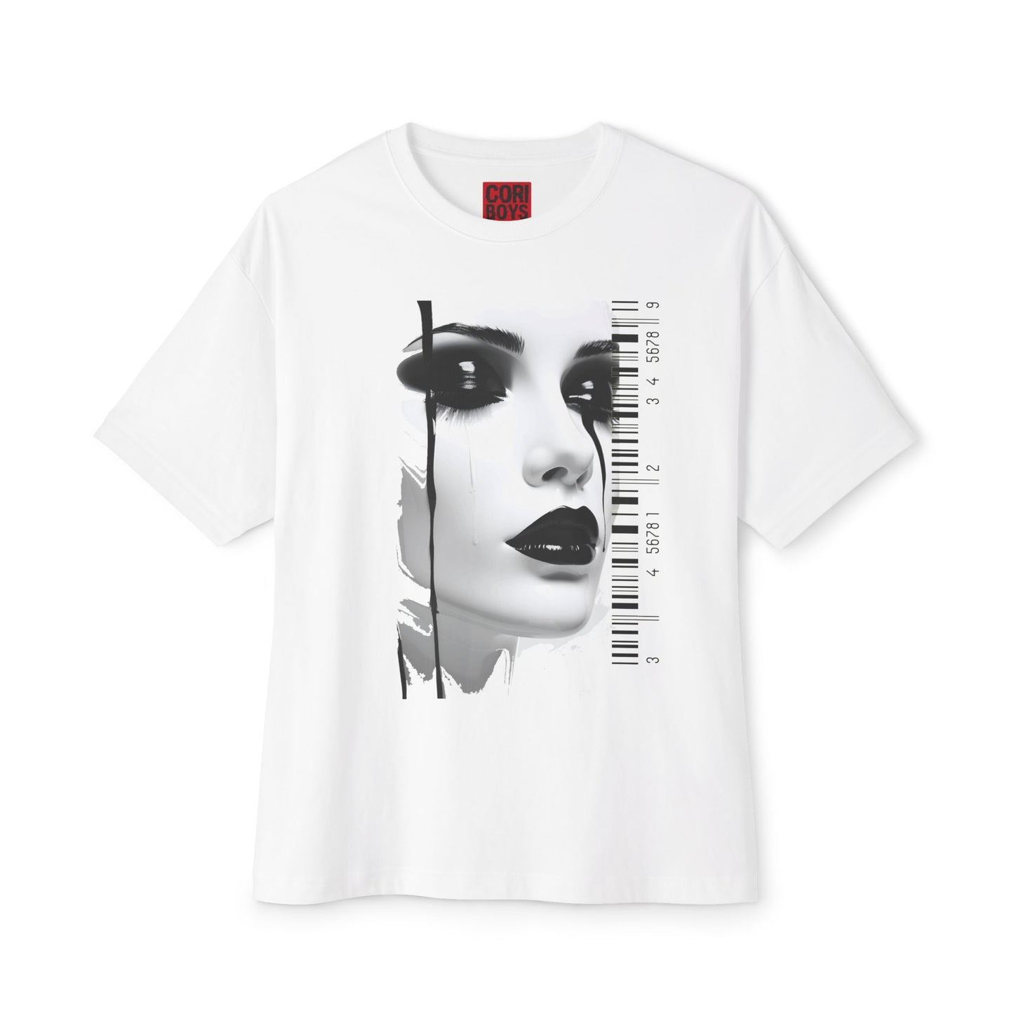 Chic Art Print Boxy Tee, Oversized Graphic T-Shirt, Fashionable Streetwear Top, Unique Women’s Cotton Tee, Casual Everyday Wear