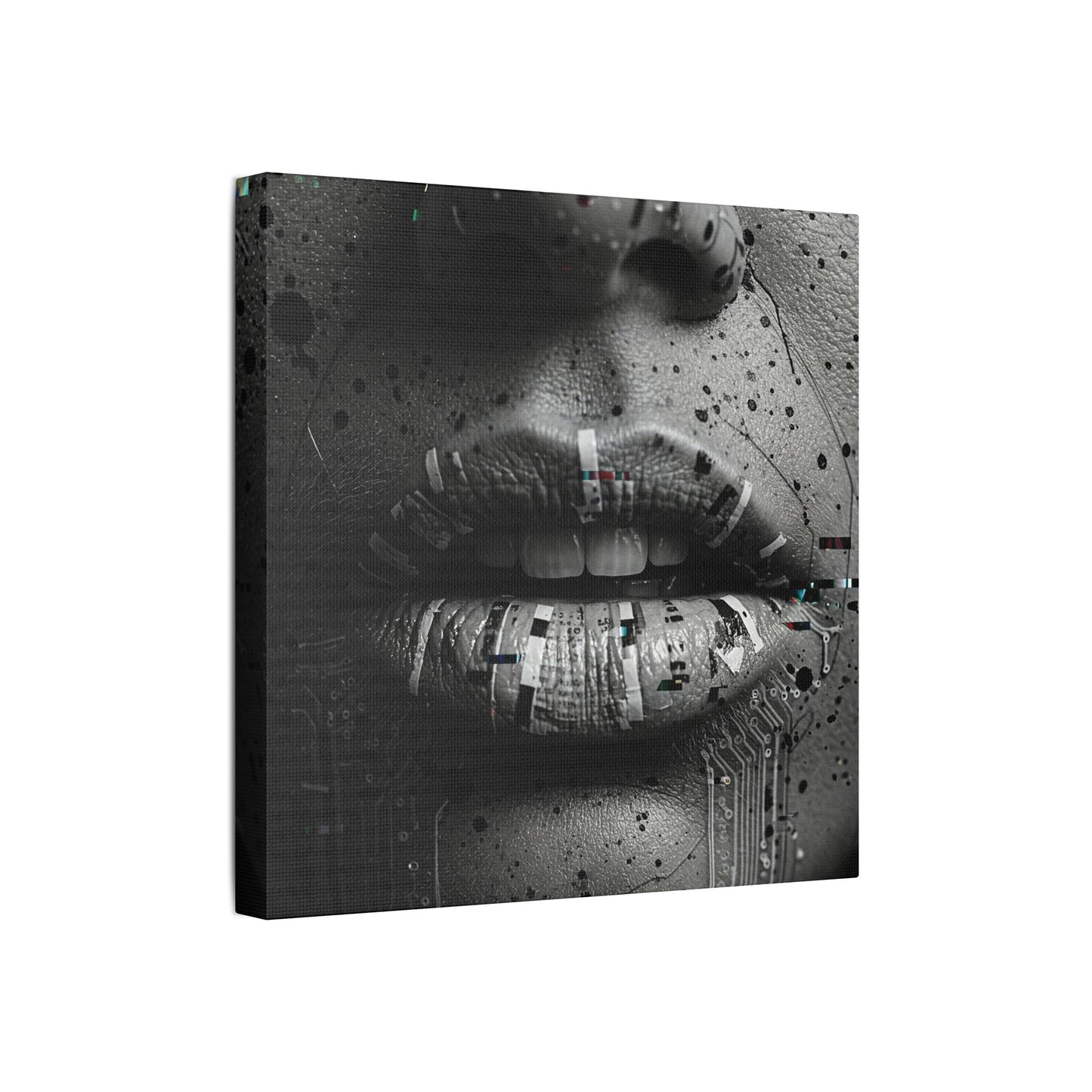 Gothic Lips Art Canvas, Digital Art Print, Unique Home Decor, Contemporary Wall Art, Cyberpunk Aesthetic, Perfect Gift