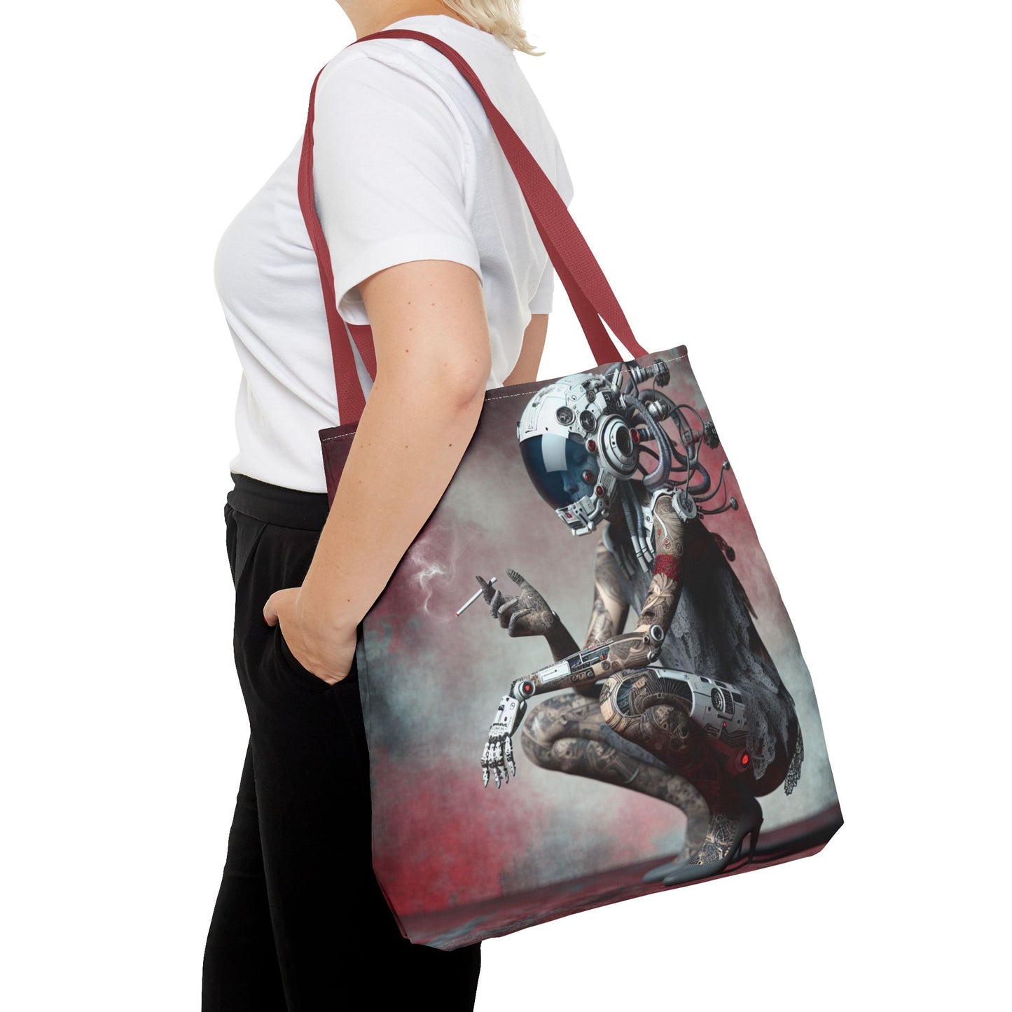 Futuristic Cyborg Tote Bag | Eco-Friendly Carryall for Sci-Fi Lovers, Gift for Tech Enthusiasts, Stylish Everyday Use