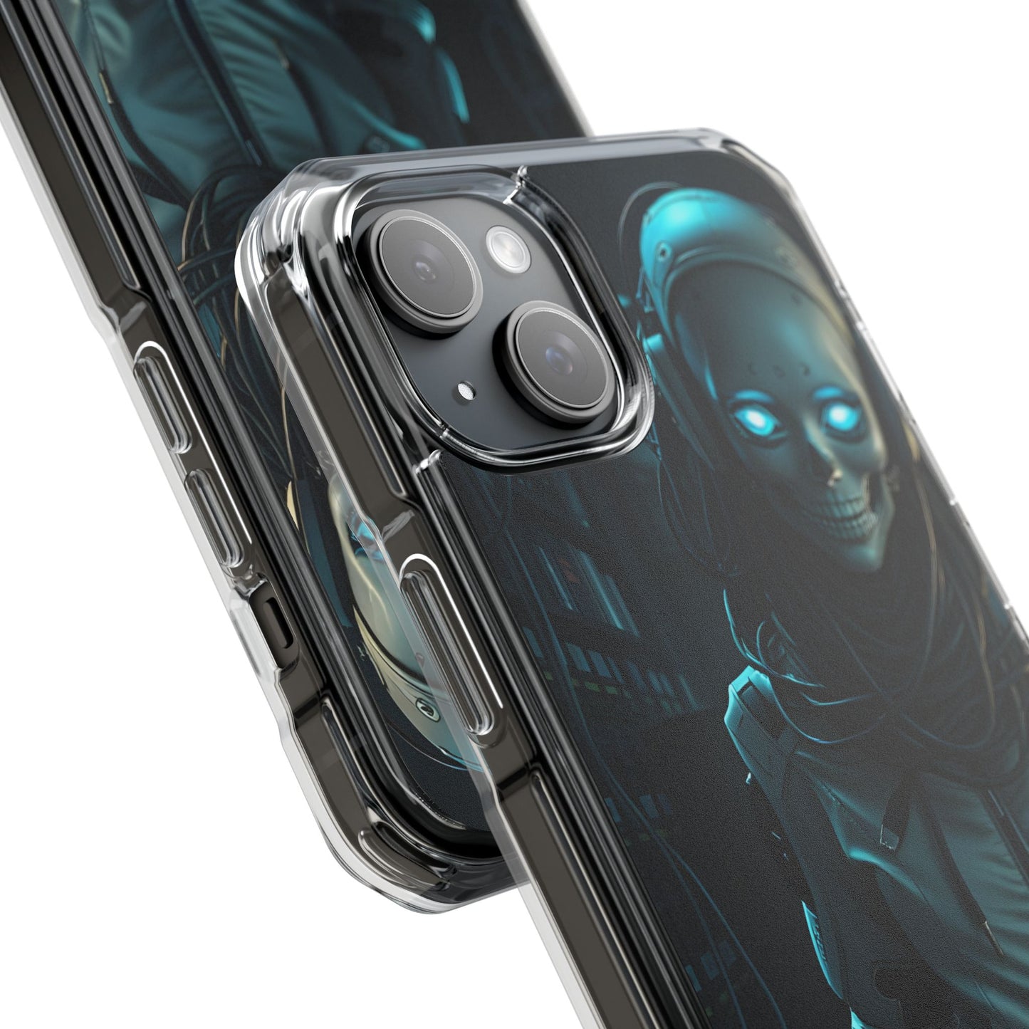 Futuristic Robot Phone Case, Magnetic Clear Impact Case, Unique Gift for Tech Lovers, Protective Smartphone Accessory, Cyberpunk Style