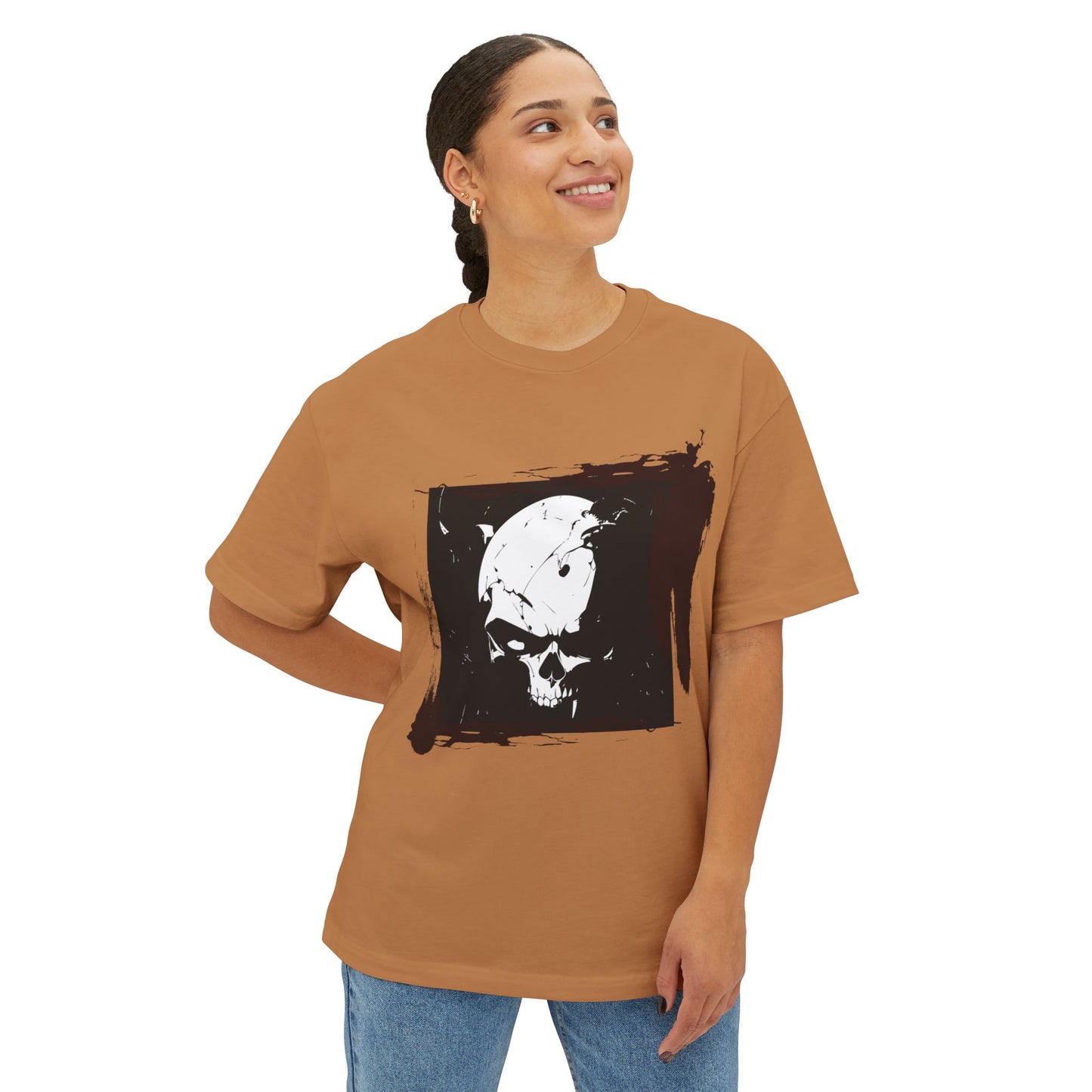 Edgy Skull Graphic Tee | Unisex Oversized Boxy Tee for Casual Wear, Halloween, Street Style, Gift for Him/Her, Unique Fashion