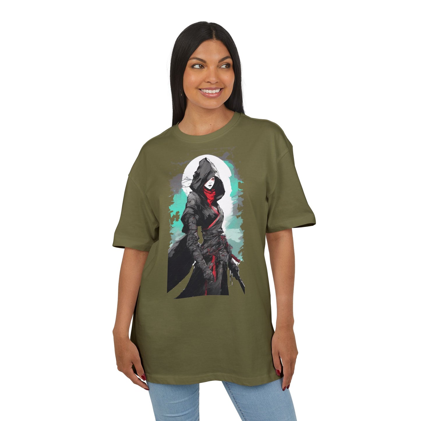 Hooded Warrior Oversize Tee | Unisex Graphic Shirt | Comfortable Casual Wear | Perfect for Comic Con, Gift for Gamers, Streetwear Fashion