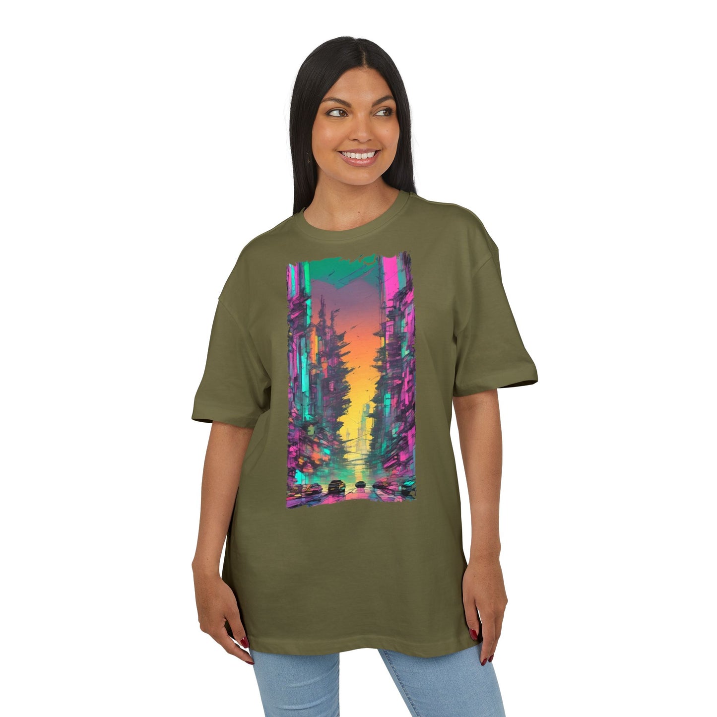 Vibrant Nature Sunset Unisex Oversize Tee, Cozy Graphic Shirt for Nature Lovers, Trendy Casual Wear, Gift for Friends, Summer Fashion