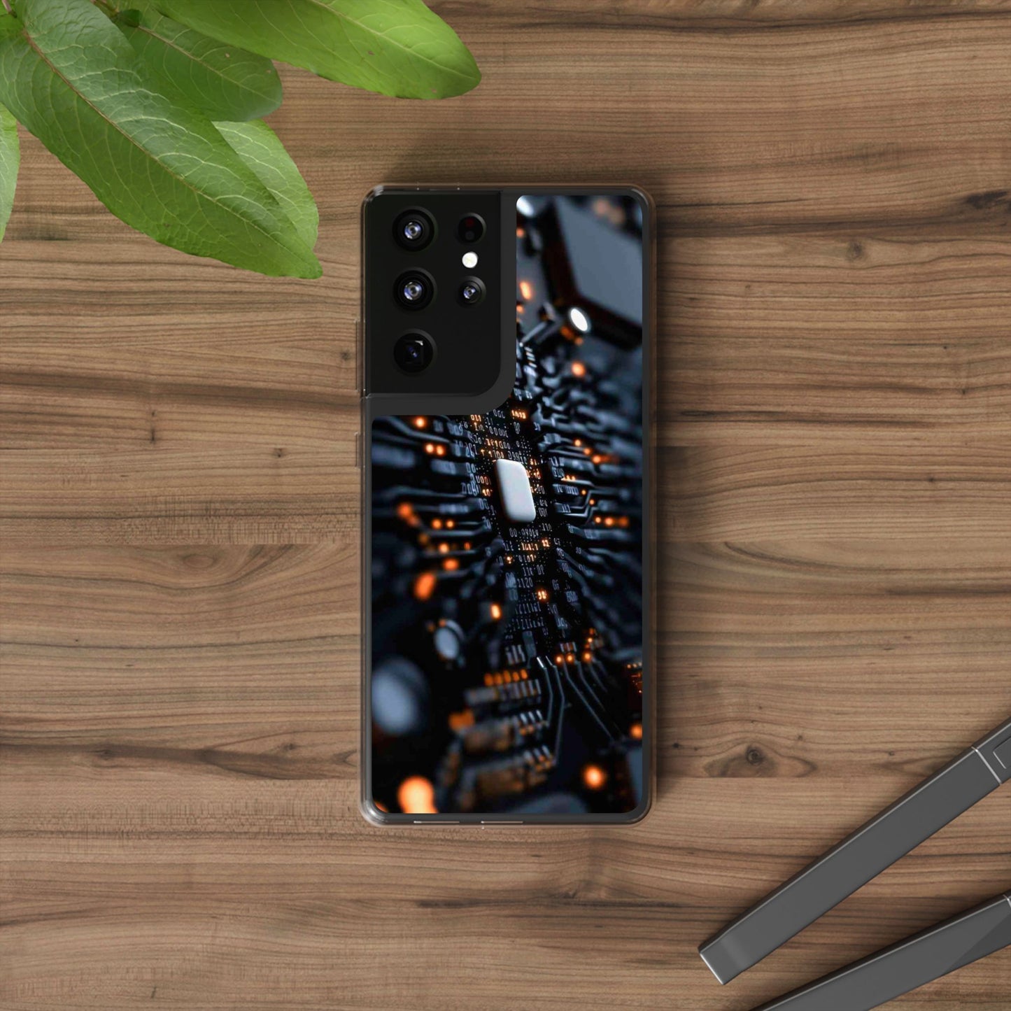 Clear Phone Case with Cyber Print