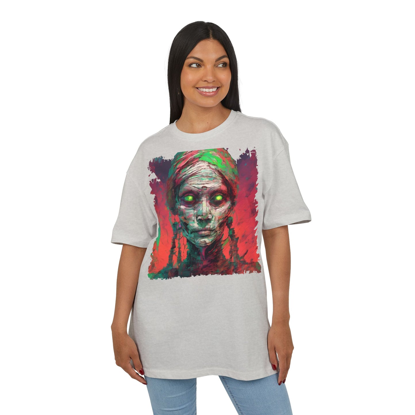 Horror-Inspired Unisex Oversize Tee, Spooky Graphic Shirt, Halloween Outfit, Unique Art Tee, Ghoulish Casual Wear, Perfect for Parties