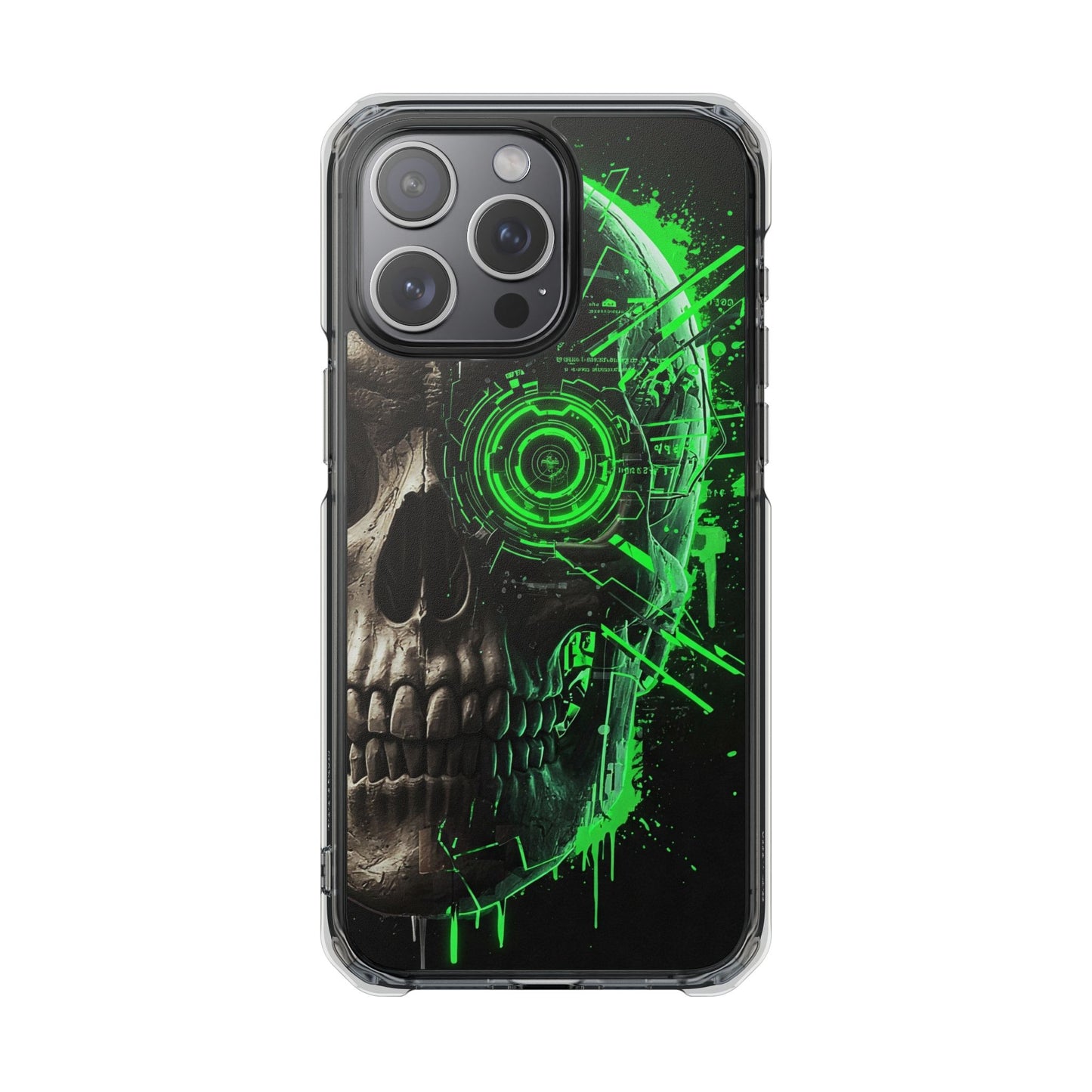 Skull Graphic Phone Case - Magnetic Clear Impact Cases, Skull Design, Unique Phone Protection, Edgy Gift for Tech Lovers