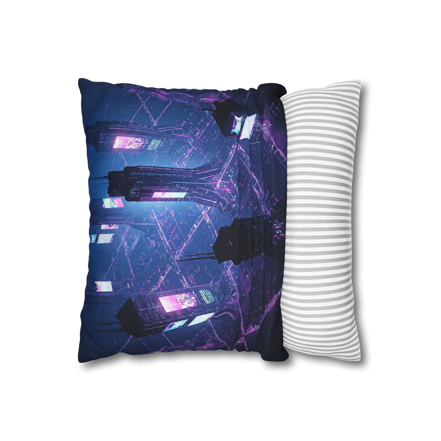 Futuristic Cityscape Pillowcase, Home Decor, Throw Pillow Cover, Gift for Gamers, Cyberpunk Vibe, Modern Bedroom Accent
