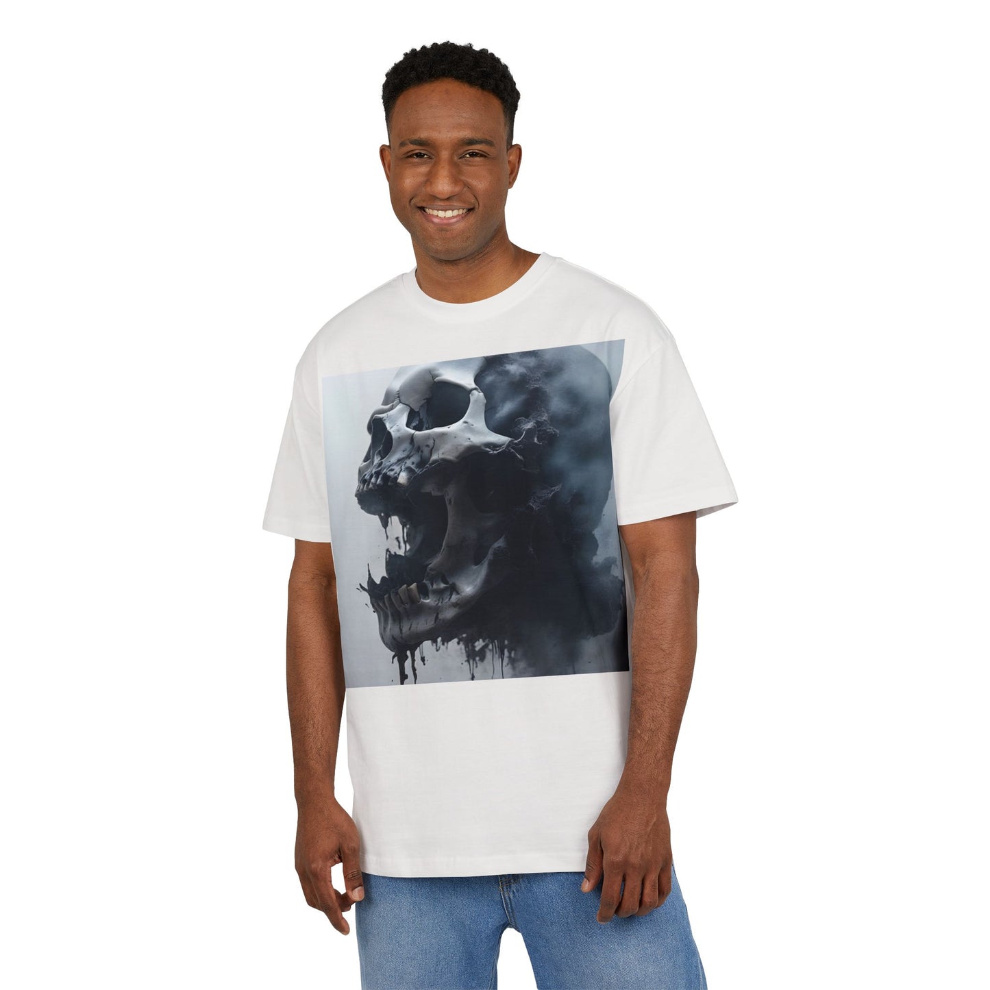 Gothic Skull Oversized Tee | Unisex, Grunge Fashion, Halloween Shirt, Dark Aesthetic, Casual Wear