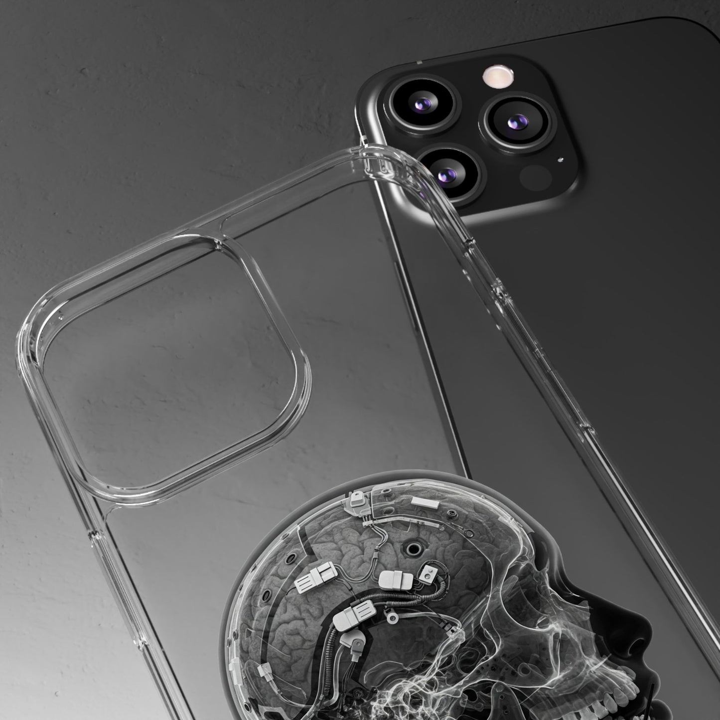 Skull Design Clear Phone Case - Unique Aesthetic for Tech Lovers