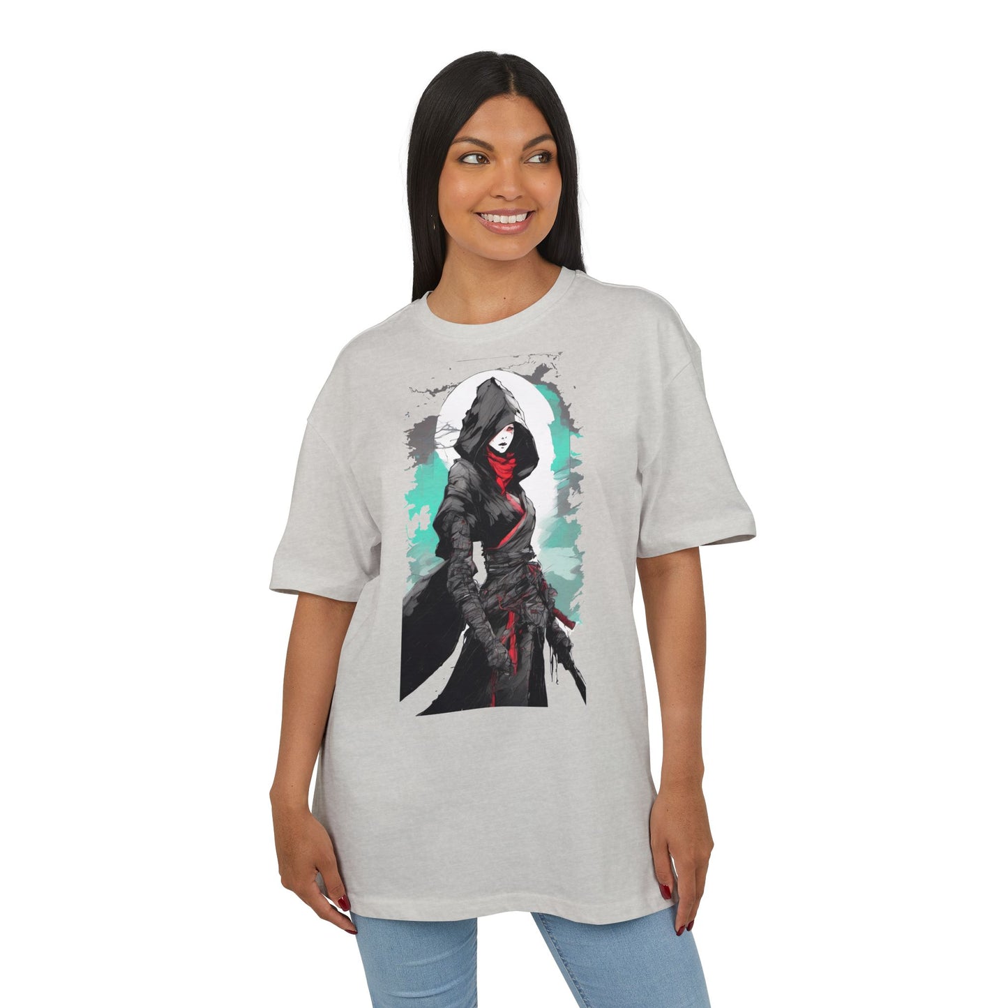 Hooded Warrior Oversize Tee | Unisex Graphic Shirt | Comfortable Casual Wear | Perfect for Comic Con, Gift for Gamers, Streetwear Fashion