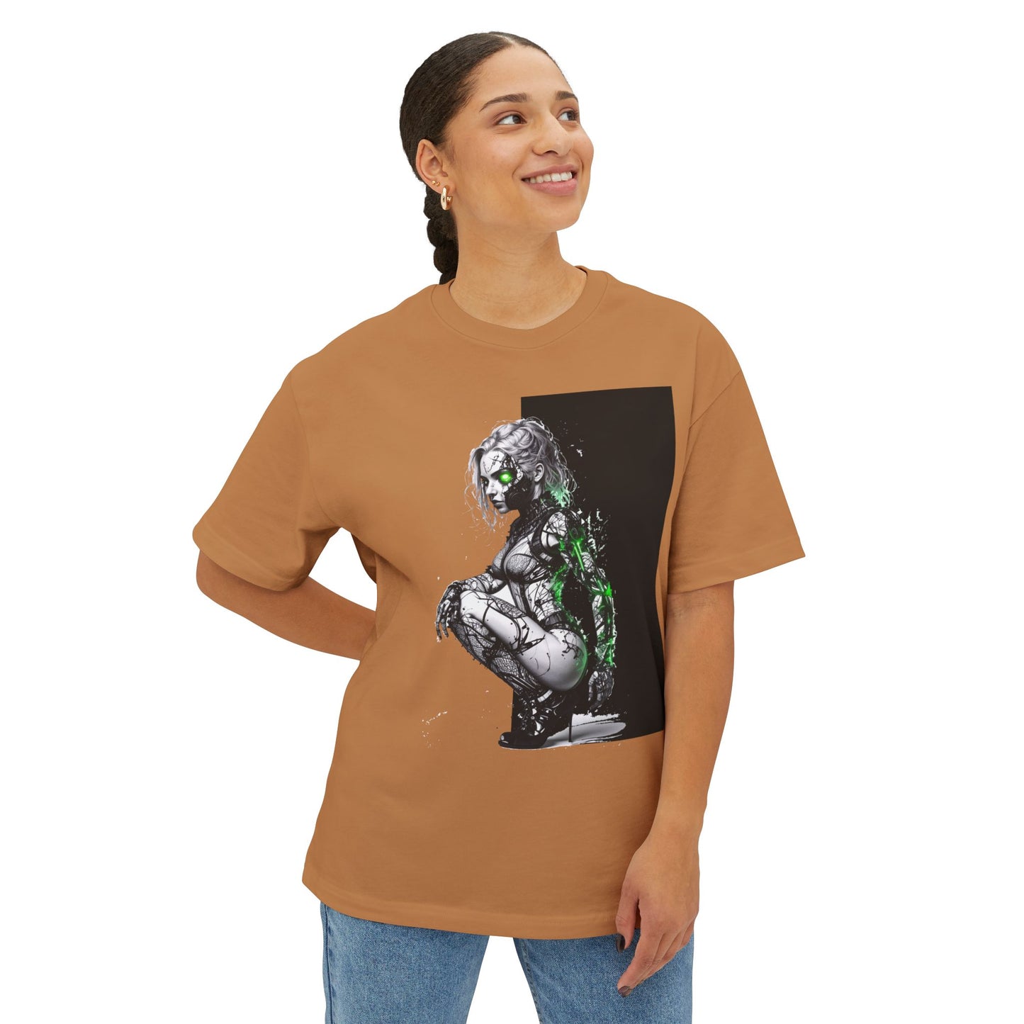Cyberpunk-Inspired Unisex Oversized Tee, Streetwear T-Shirt, Graphic Tee for Art Lovers, Casual Wear, Unique Gift