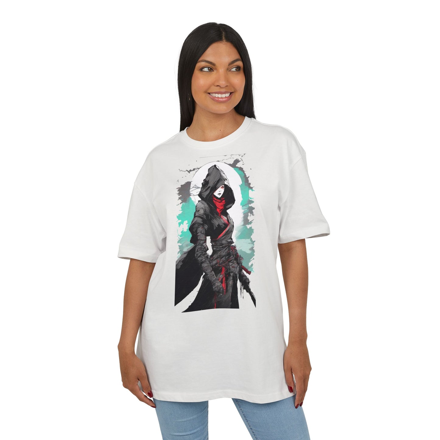 Hooded Warrior Oversize Tee | Unisex Graphic Shirt | Comfortable Casual Wear | Perfect for Comic Con, Gift for Gamers, Streetwear Fashion