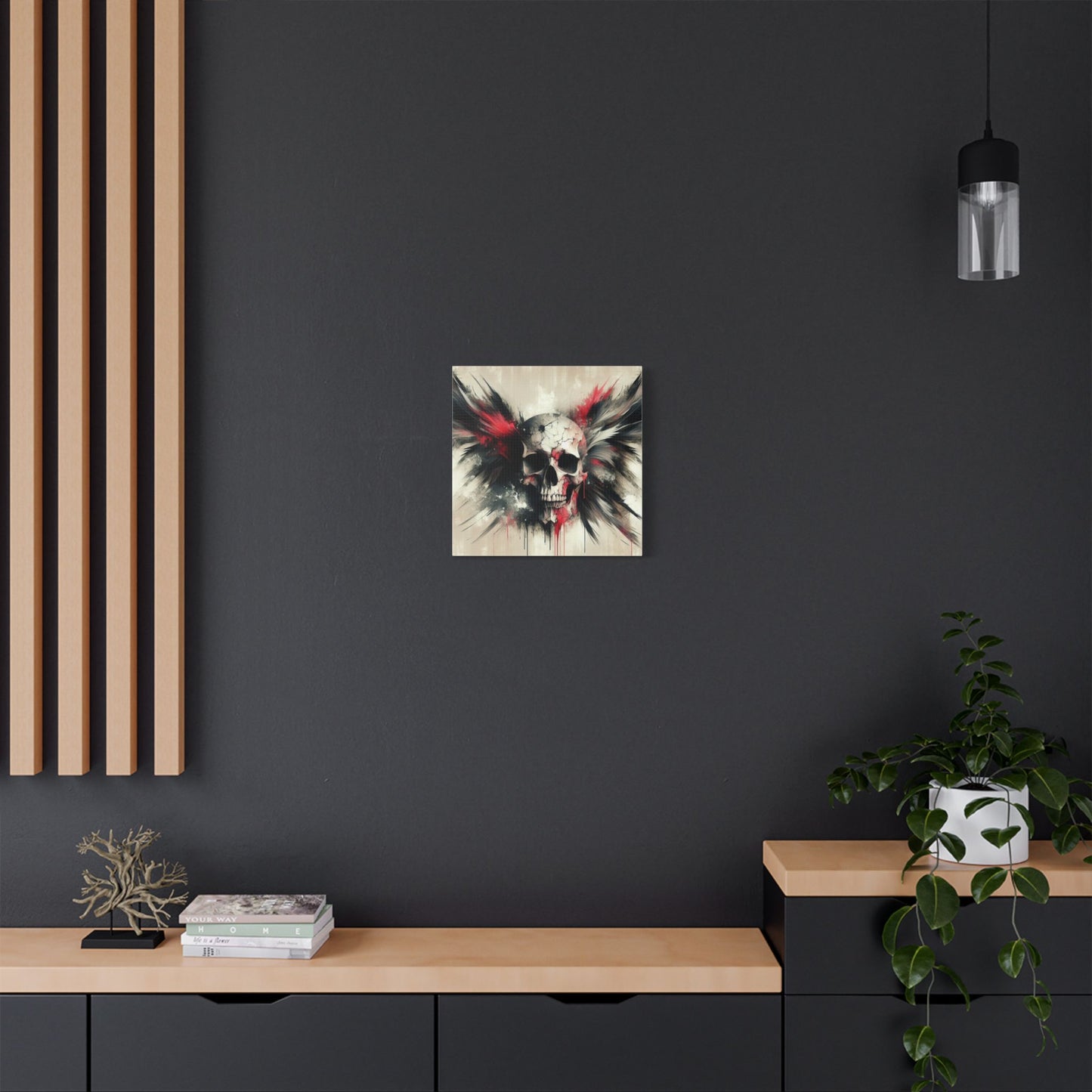 Gothic Skull Wall Art, Dark Art Canvas, Edgy Home Decor, Unique Gift for Halloween, Metalhead Wall Piece