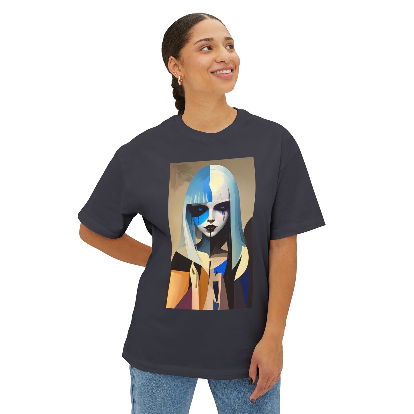 Artistic Oversized Tee, Stylish Graphic Top, Trendy Unisex Shirt, Unique Art Apparel, Casual Wear, Gift for Art Lovers