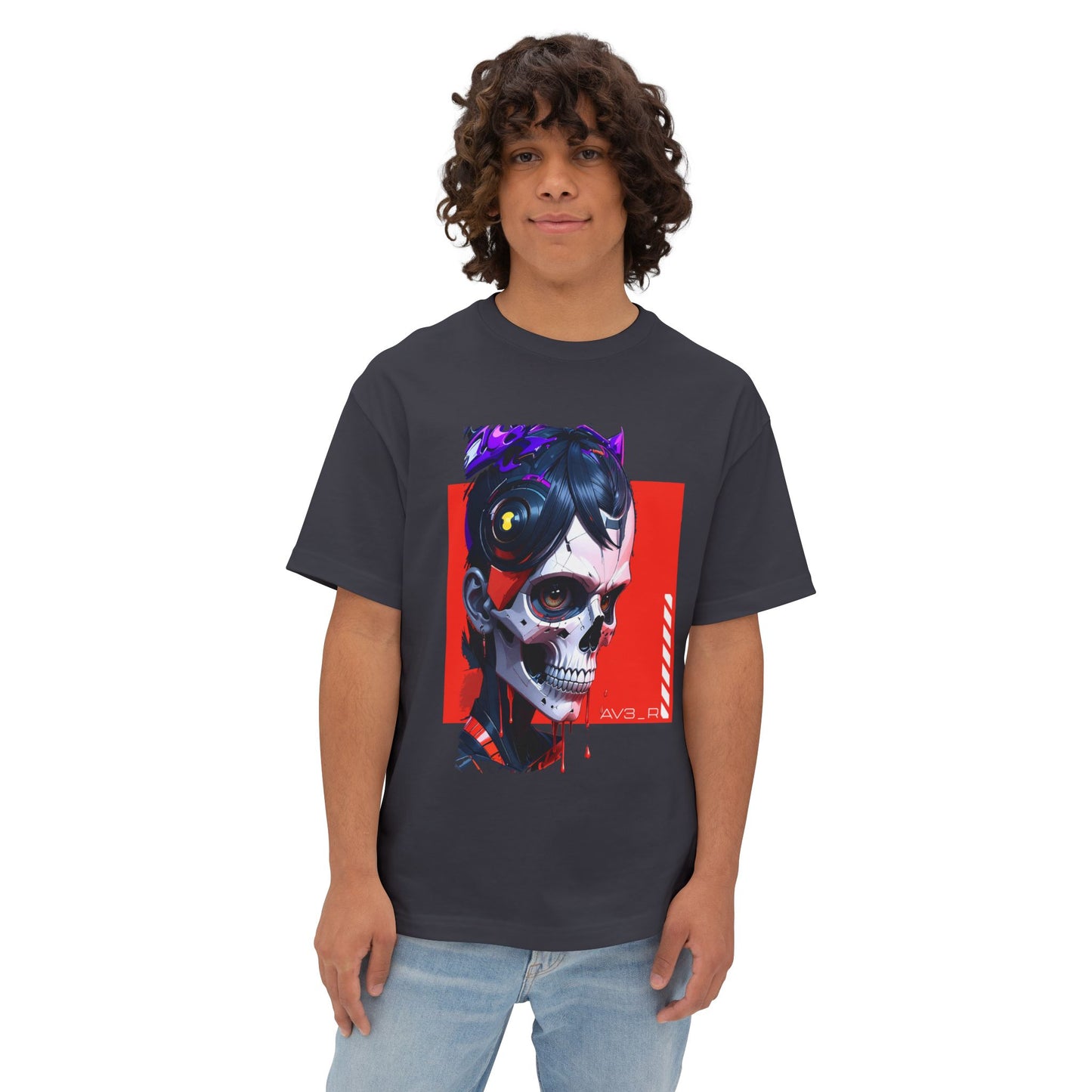 Edgy Oversized Tee with Skull Design, Streetwear Shirt for Art Lovers, Unisex Graphic Tee, Halloween Apparel, Trendy Casual Wear