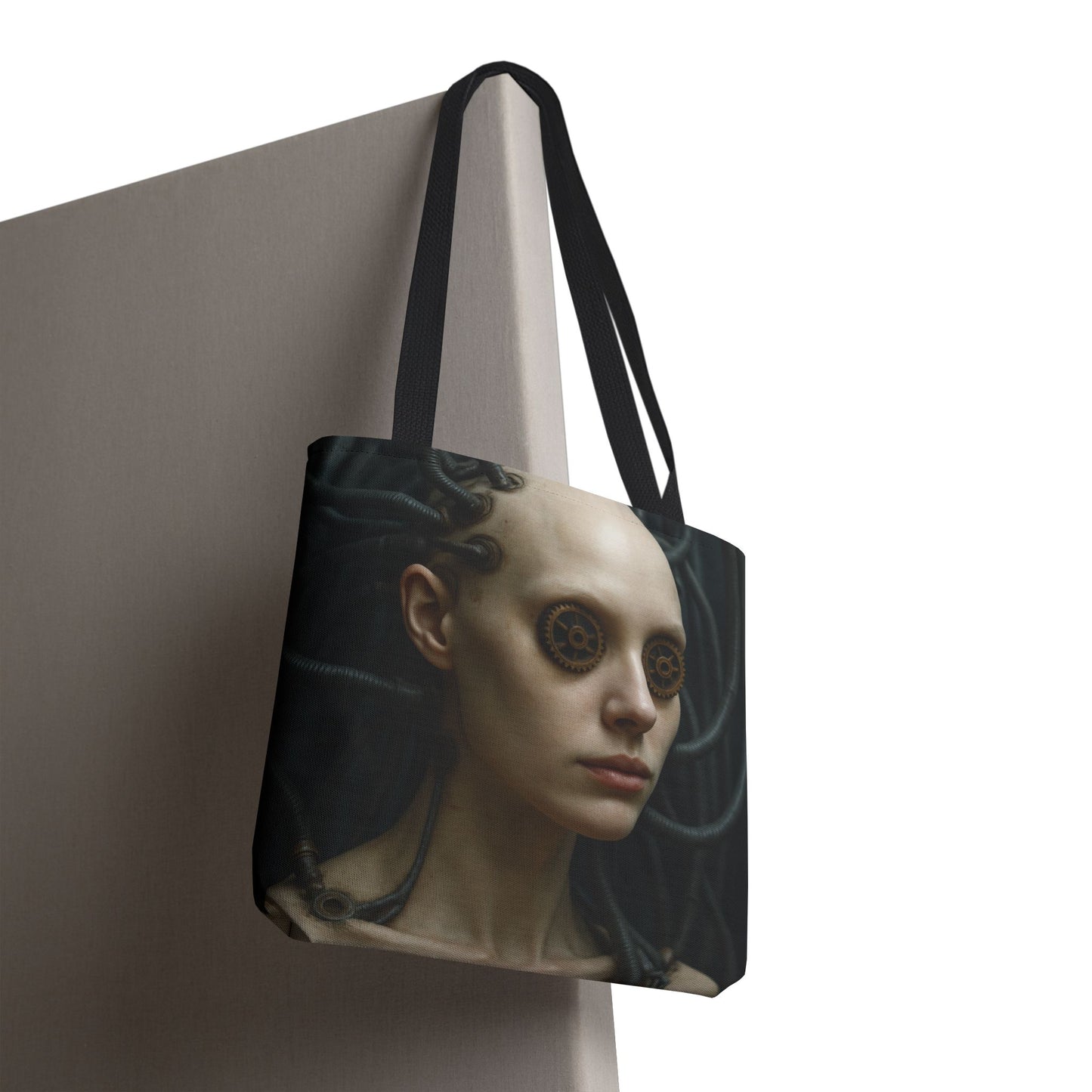 Futuristic Art Tote Bag - Unique Canvas Carryall, Cyberpunk Style, Eco-Friendly Shopping Bag, Ideal for Gifts, Fashion Statement