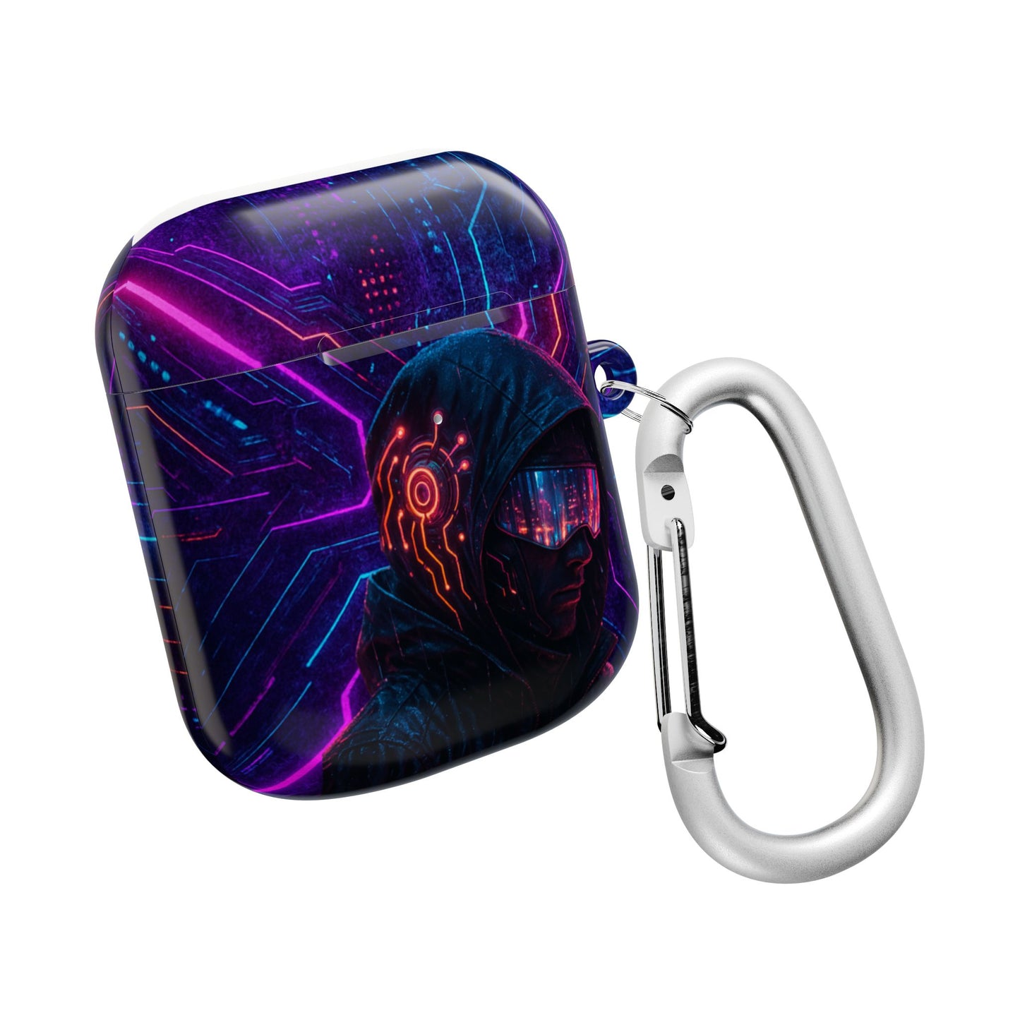 Futuristic AirPod Case, Cyberpunk Earbud Holder, Neon Accessory, Tech Gift for Gadget Lovers, Sleek & Stylish Protection