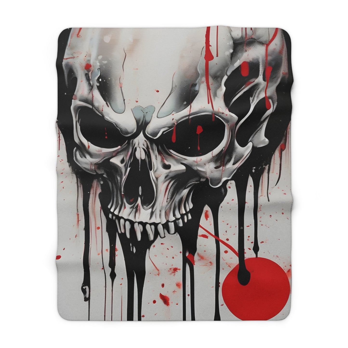 Sherpa Fleece Blanket with Dark Horror Skull Design