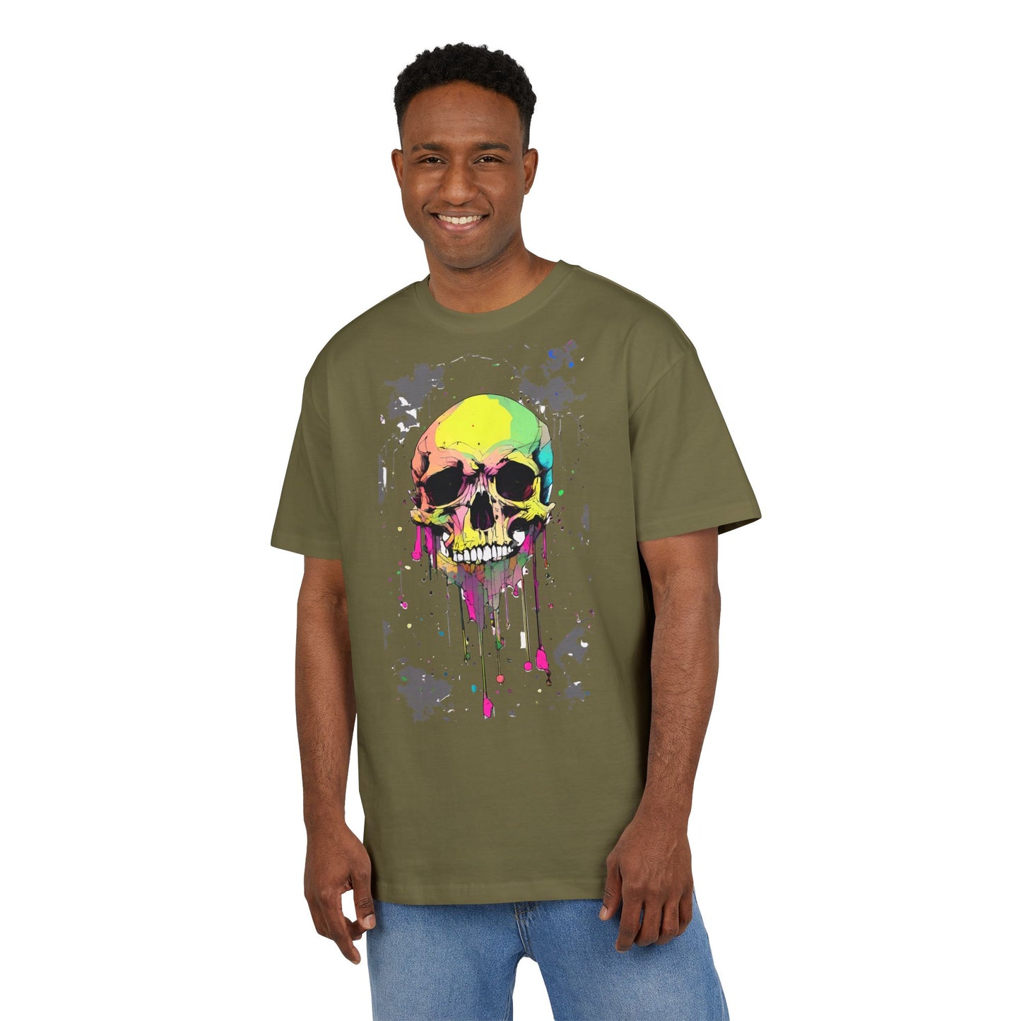 Colorful Skull Oversized Tee - Edgy Graphic Shirt for Casual Wear, Street Style, Gifts, etc.